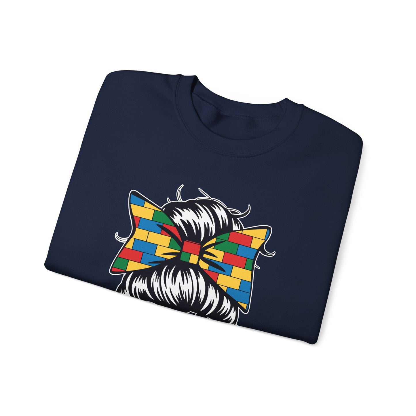 Building Block Messy Bun Mom Life Master Builder Mothers Day Sweatshirt