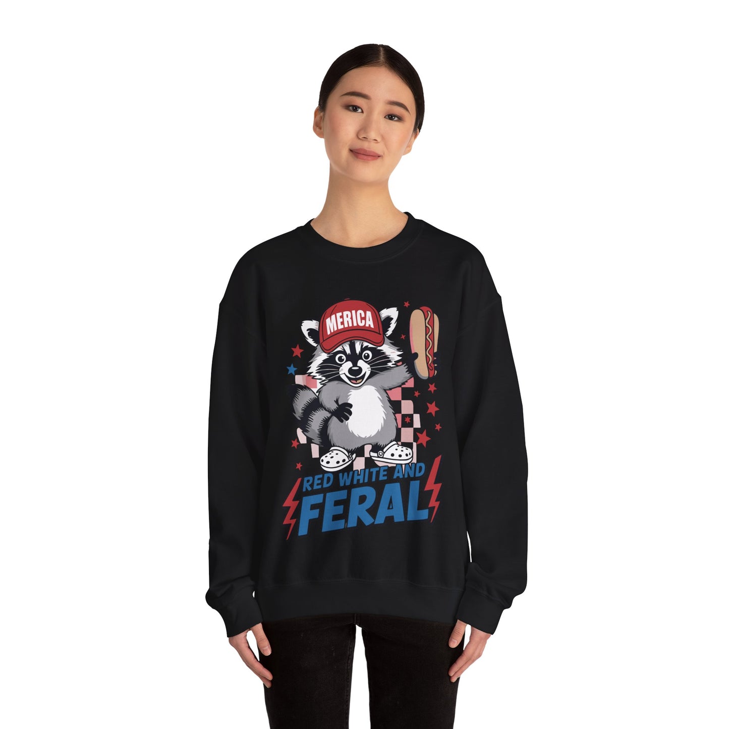 Red White And Feral Raccoon 4th of July Saying Meme Sweatshirt