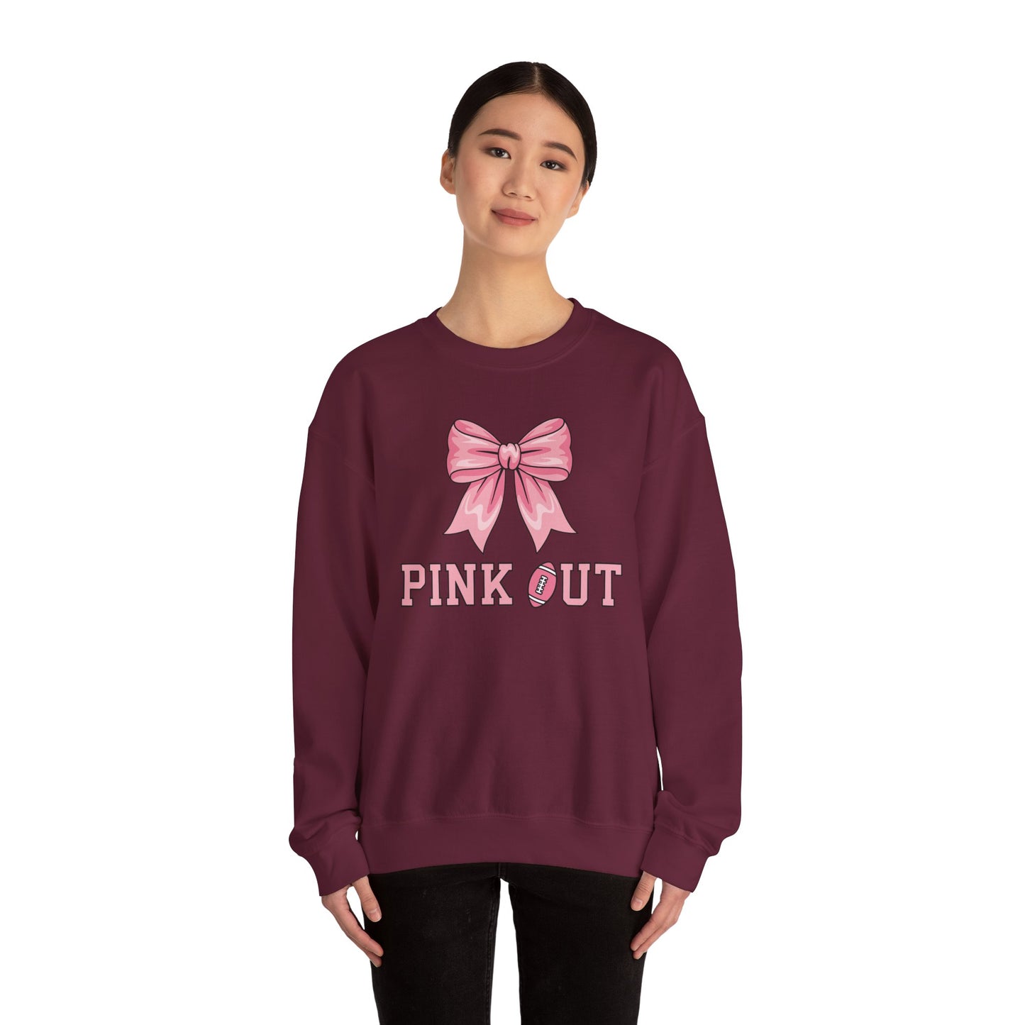 Pink Out Football Bow Preppy Breast Cancer Awareness Women Sweatshirt
