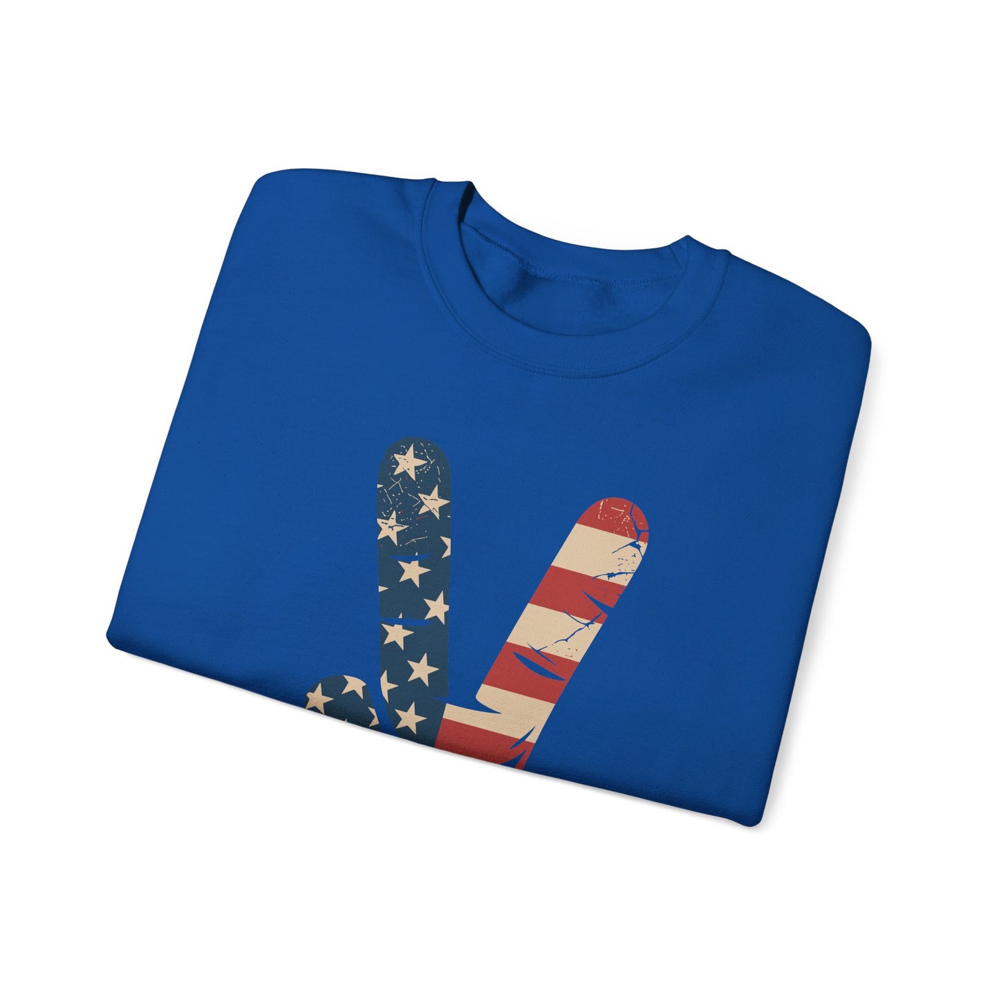 USA Flag Peace Sign Hand 4th of July Patriotic Men Boys Sweatshirt