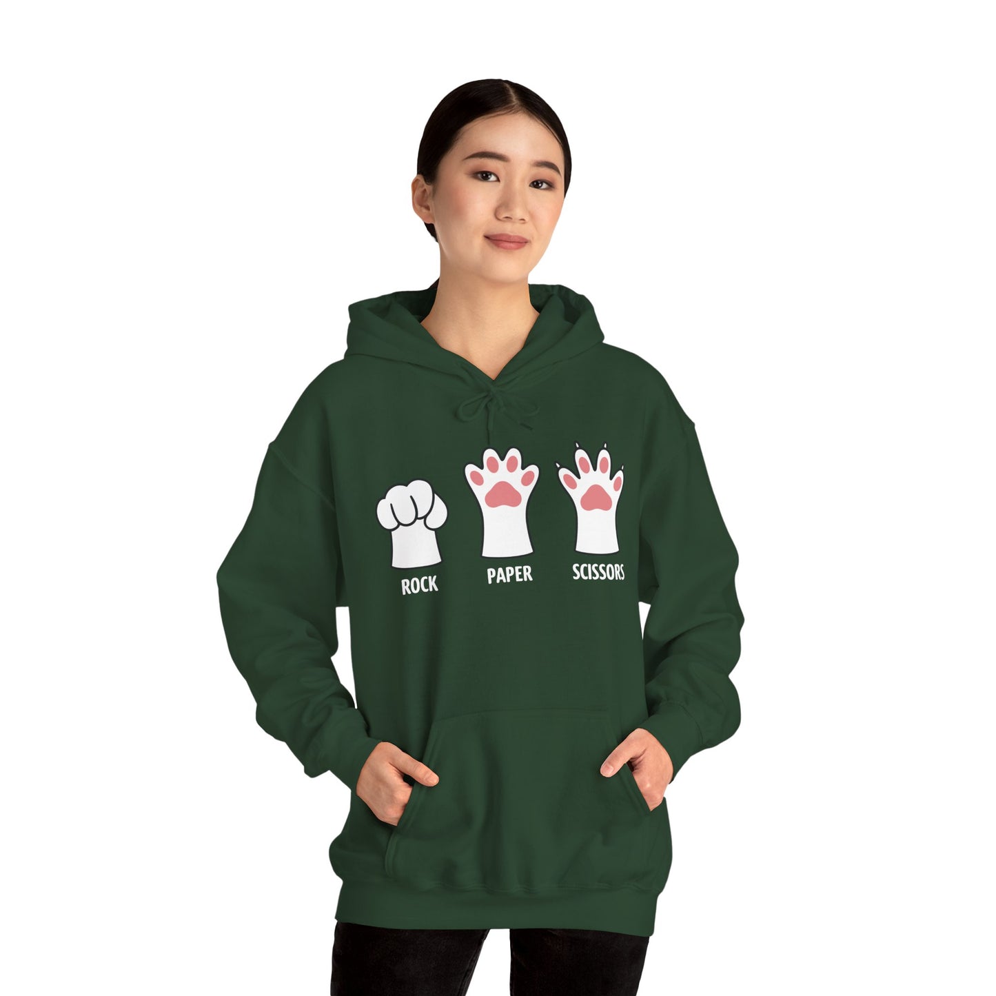 Funny Introvert Cat Animal Rescue Rock Paper Scissors Cute Paw Cat Hoodie
