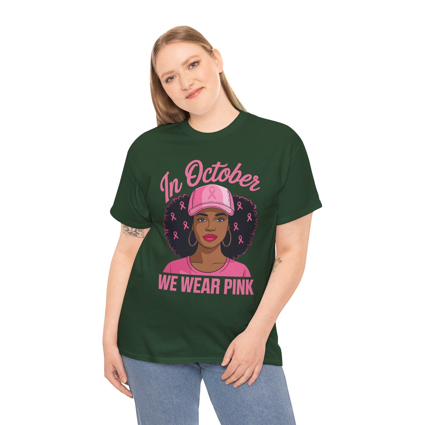 In October We Wear Pink Black Women Breast Cancer Awareness T-Shirt