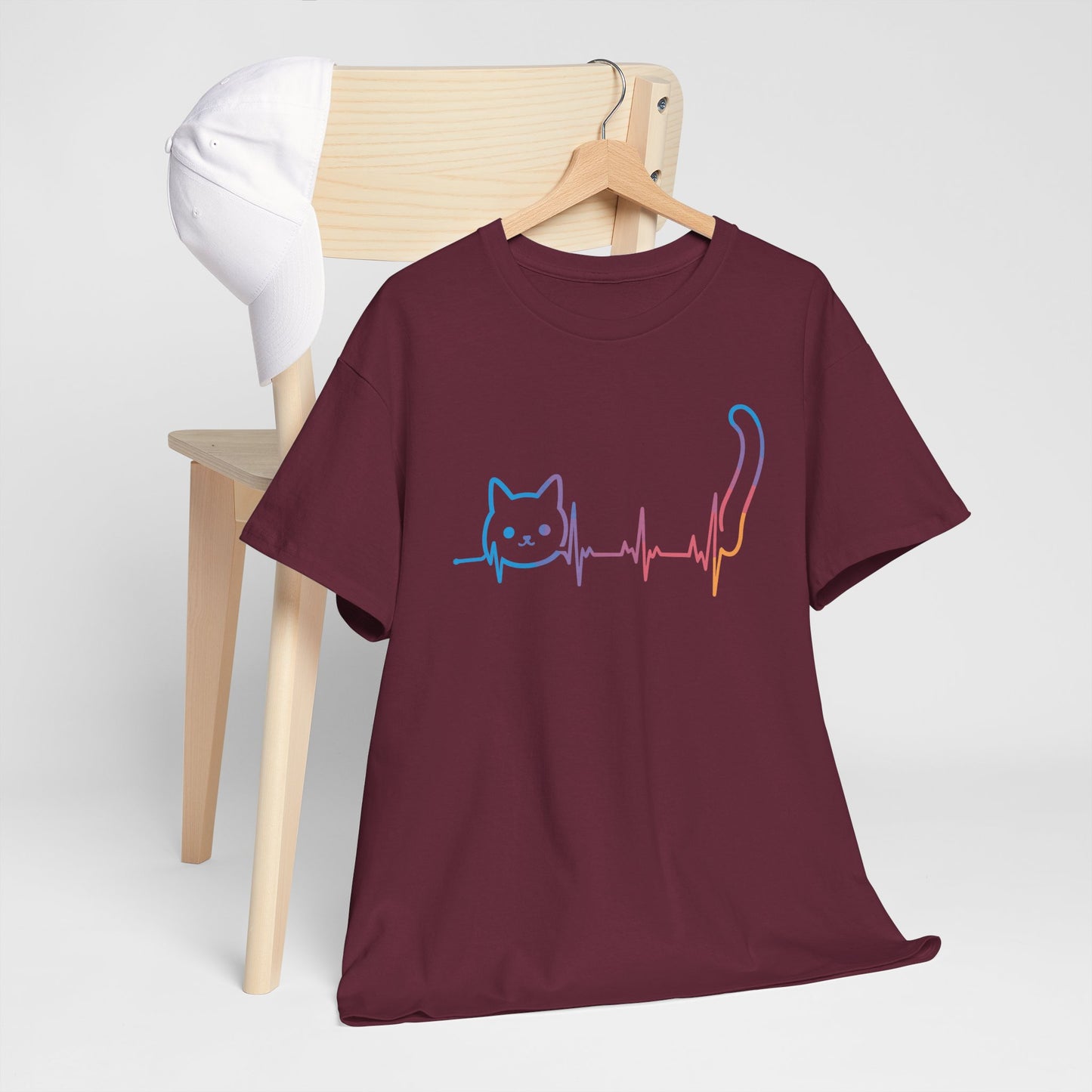 Heartbeat Cat Lover Animal Silhouette Cute Cat T-Shirt