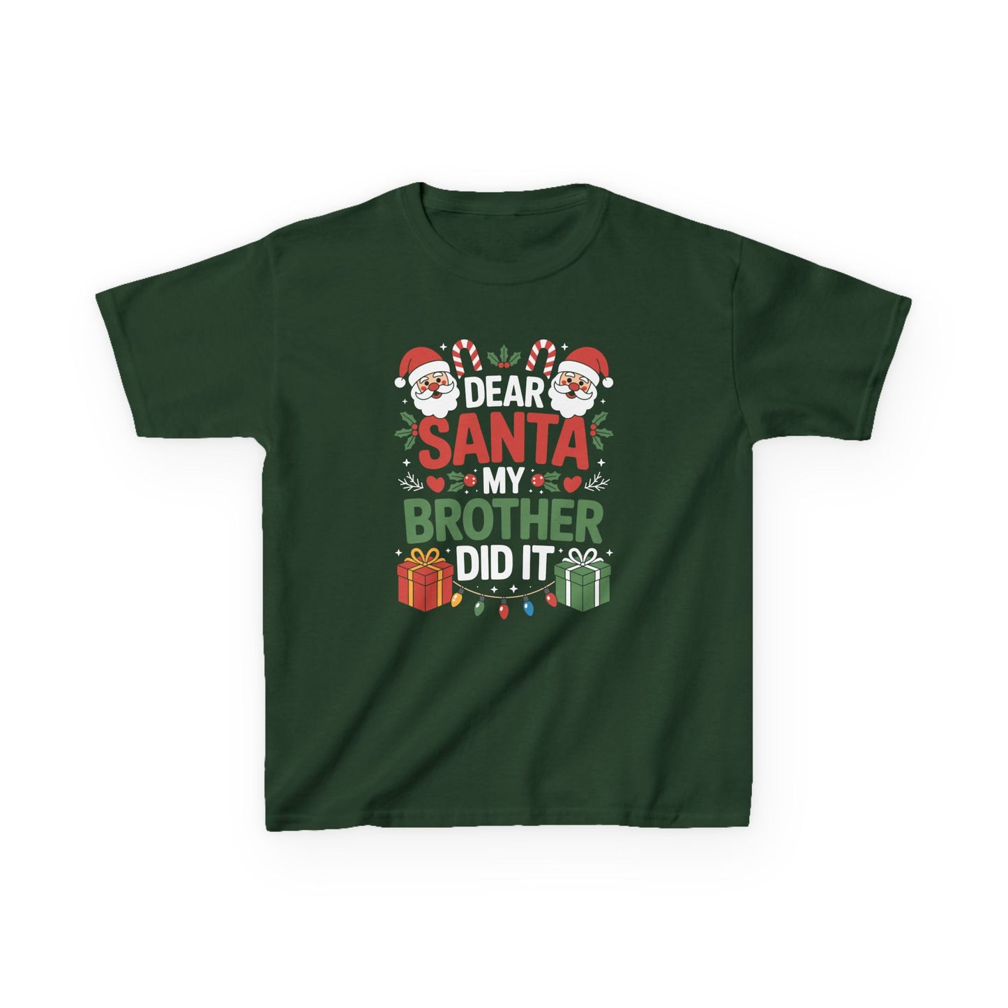 Dear Santa My Brother Did It Funny Christmas Boys Girls Kids T-Shirt