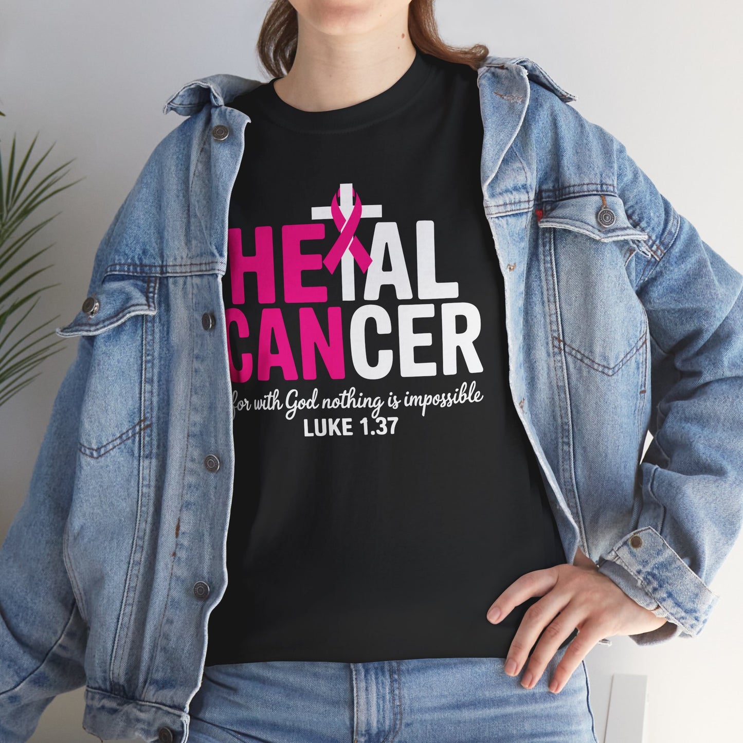 Heal Cancer Believe God Christian Breast Cancer Awareness T-Shirt