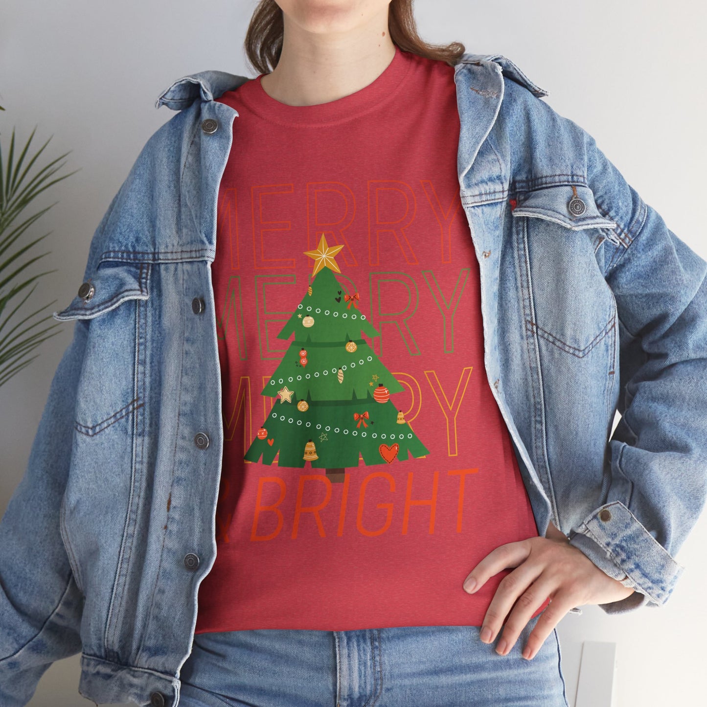 Merry and Bright Christmas Tee Cute Holiday Shirt for Men and Women