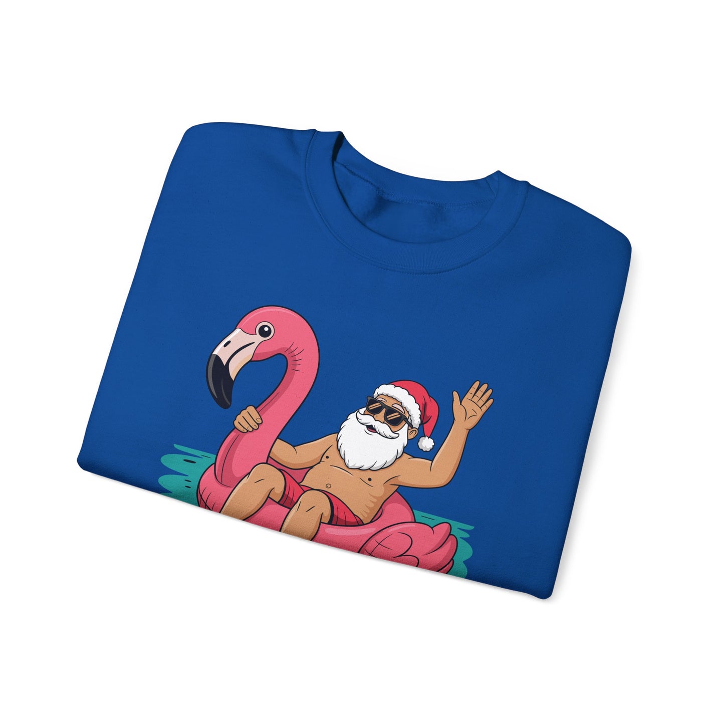 Santa Flamingo Floatie Funny Christmas In July Summer Xmas Sweatshirt