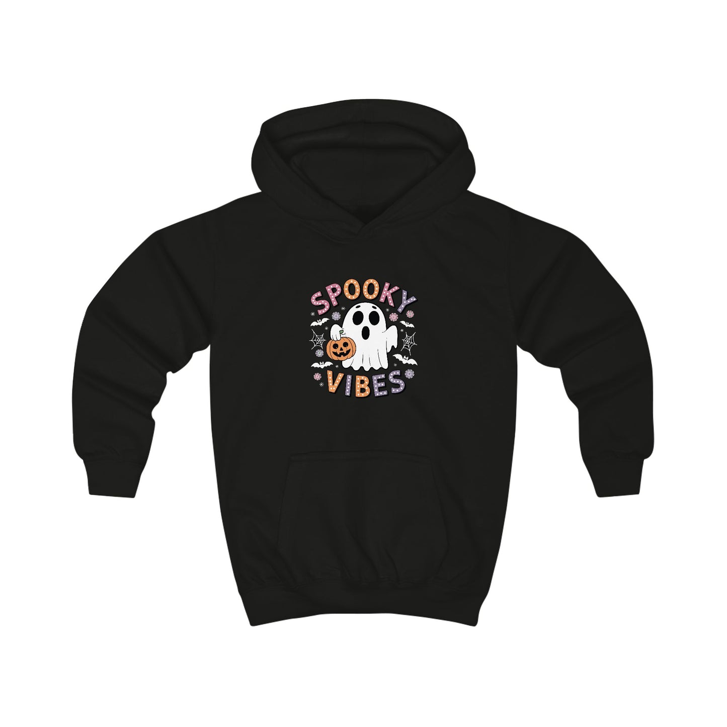 Spooky Vibes Ghost Retro Groovy Halloween Kids Hoodie
