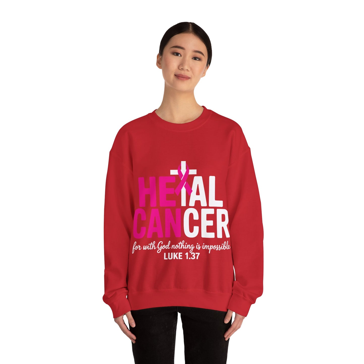 Heal Cancer Believe God Christian Breast Cancer Awareness Sweatshirt