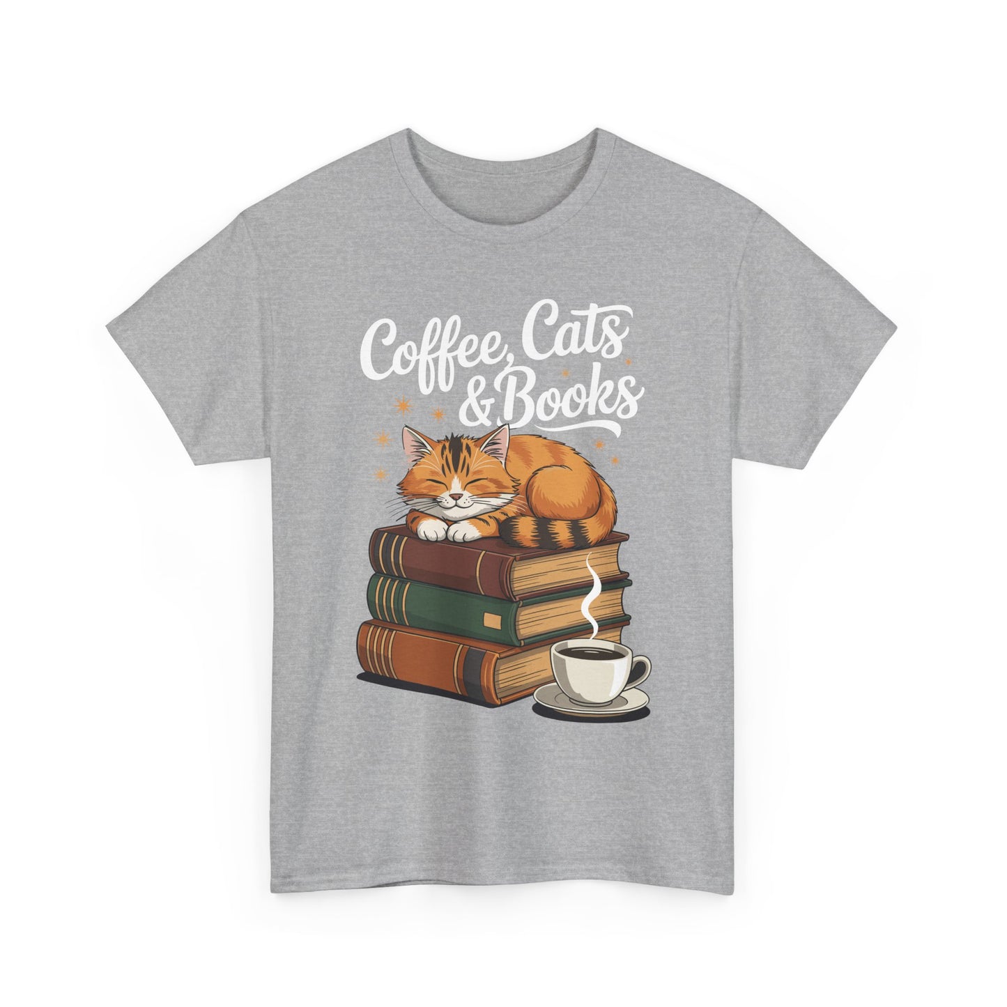 Coffee Cats & Books Lover Tee