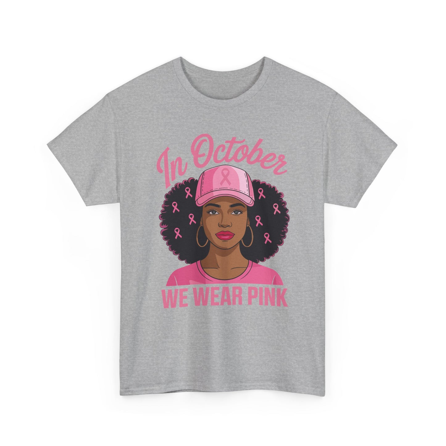 In October We Wear Pink Black Women Breast Cancer Awareness T-Shirt