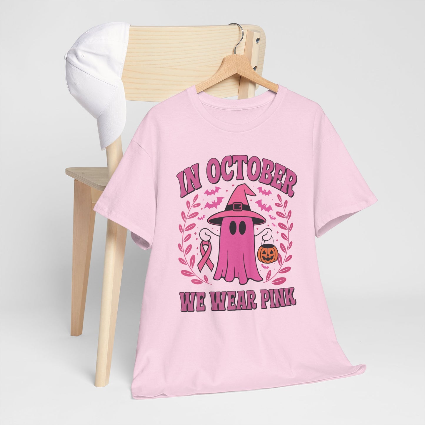 In October We Wear Pink Breast Cancer Awareness Halloween T-Shirt