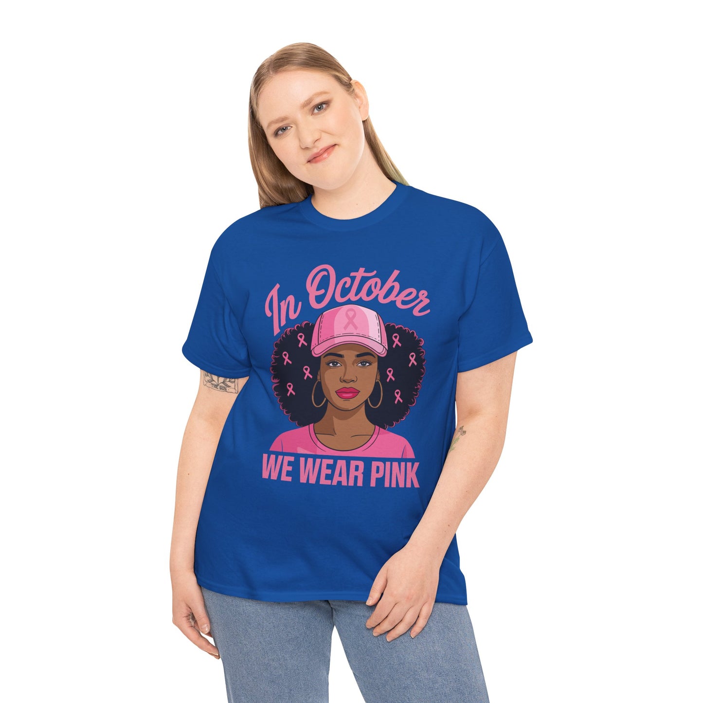 In October We Wear Pink Black Women Breast Cancer Awareness T-Shirt
