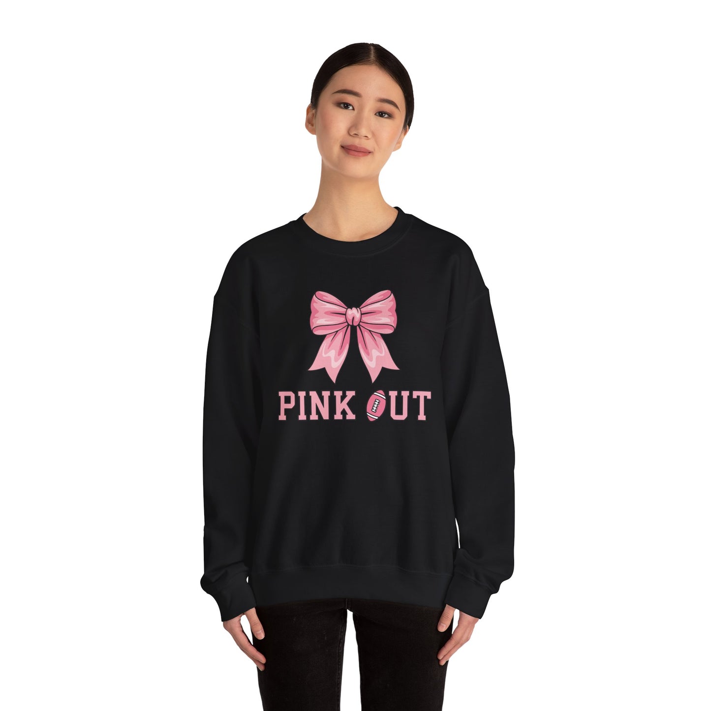 Pink Out Football Bow Preppy Breast Cancer Awareness Women Sweatshirt