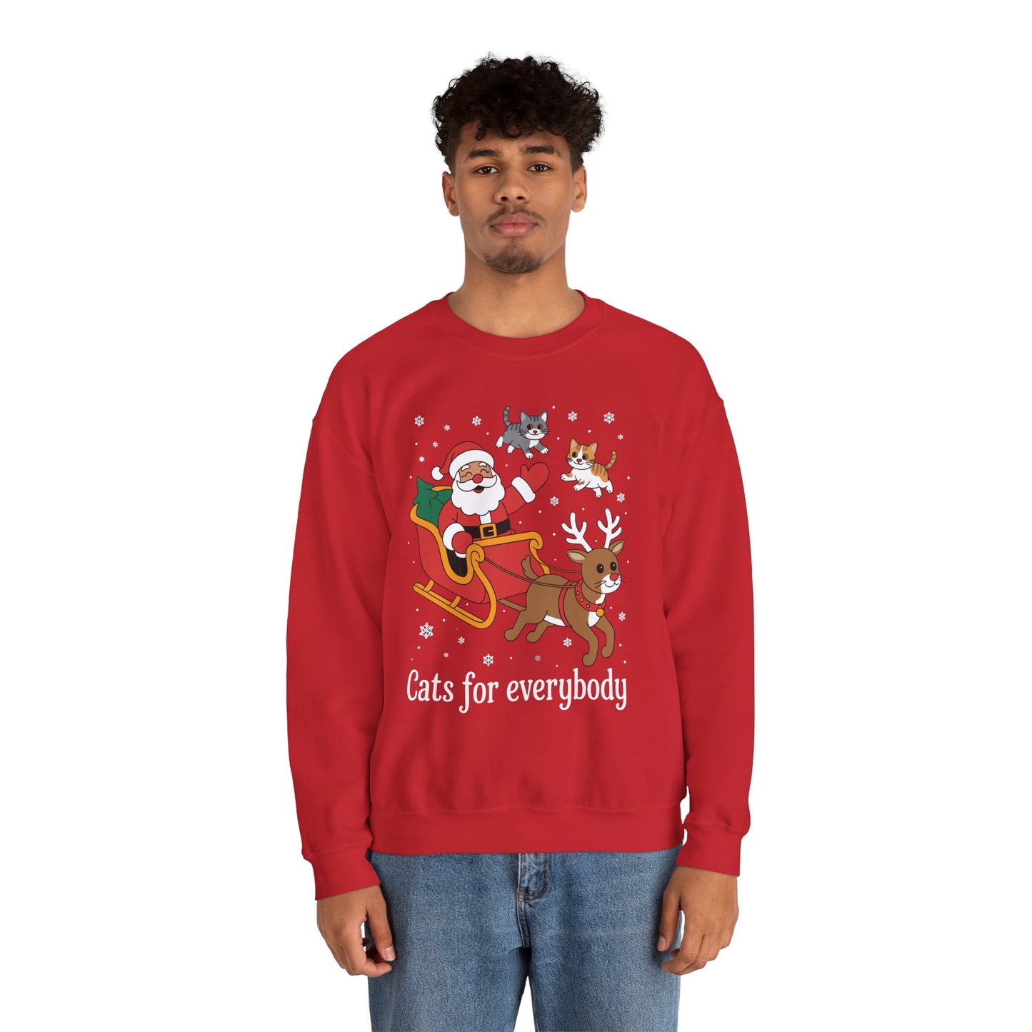 Cats For Everybody Christmas Cat Funny Xmas Women Santa Sweatshirt