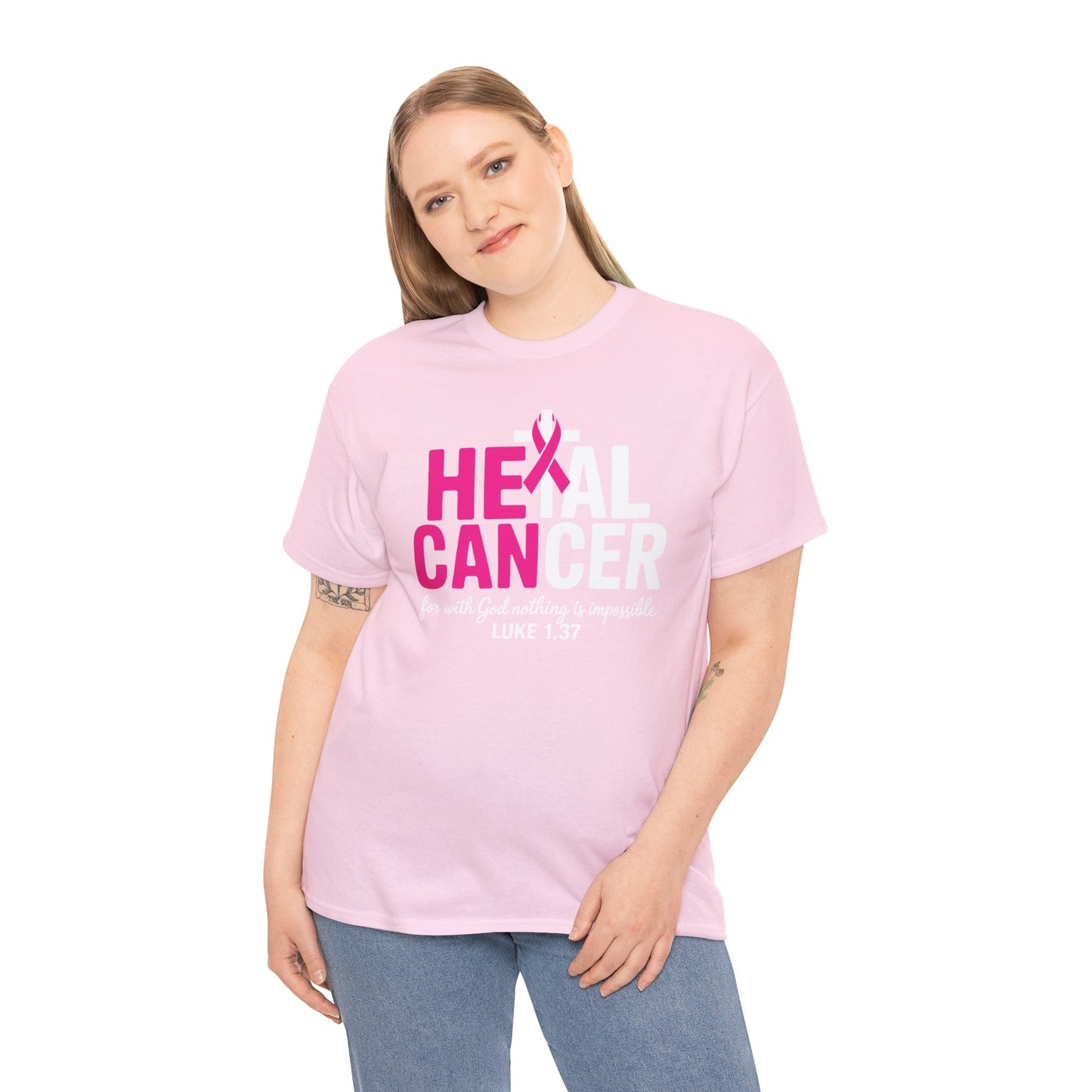 Heal Cancer Believe God Christian Breast Cancer Awareness T-Shirt