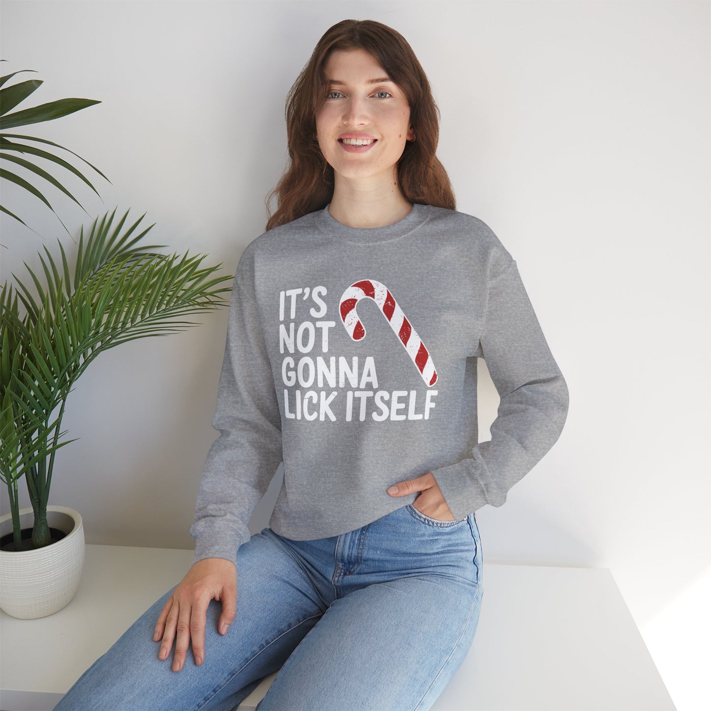 Funny Candy Cane Lick Itself Adult Christmas in July Gift Sweatshirt