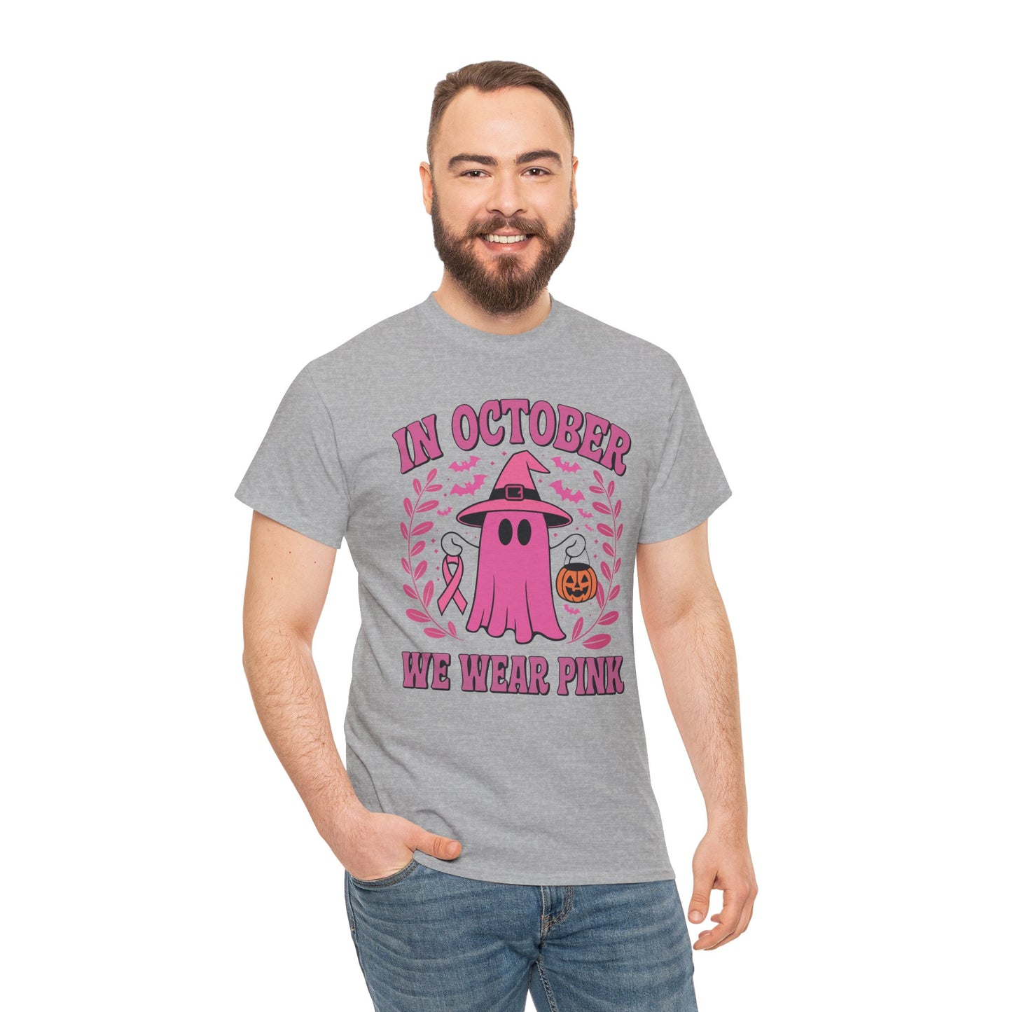 In October We Wear Pink Breast Cancer Awareness Halloween T-Shirt