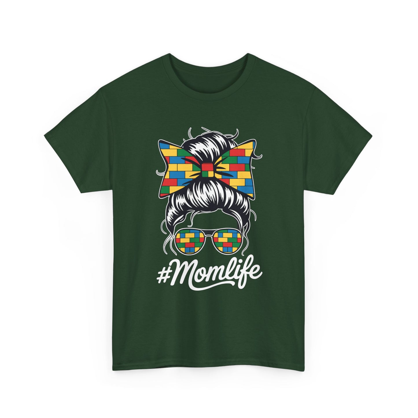 Building Block Messy Bun Mom Life Master Builder Mothers Day T-Shirt