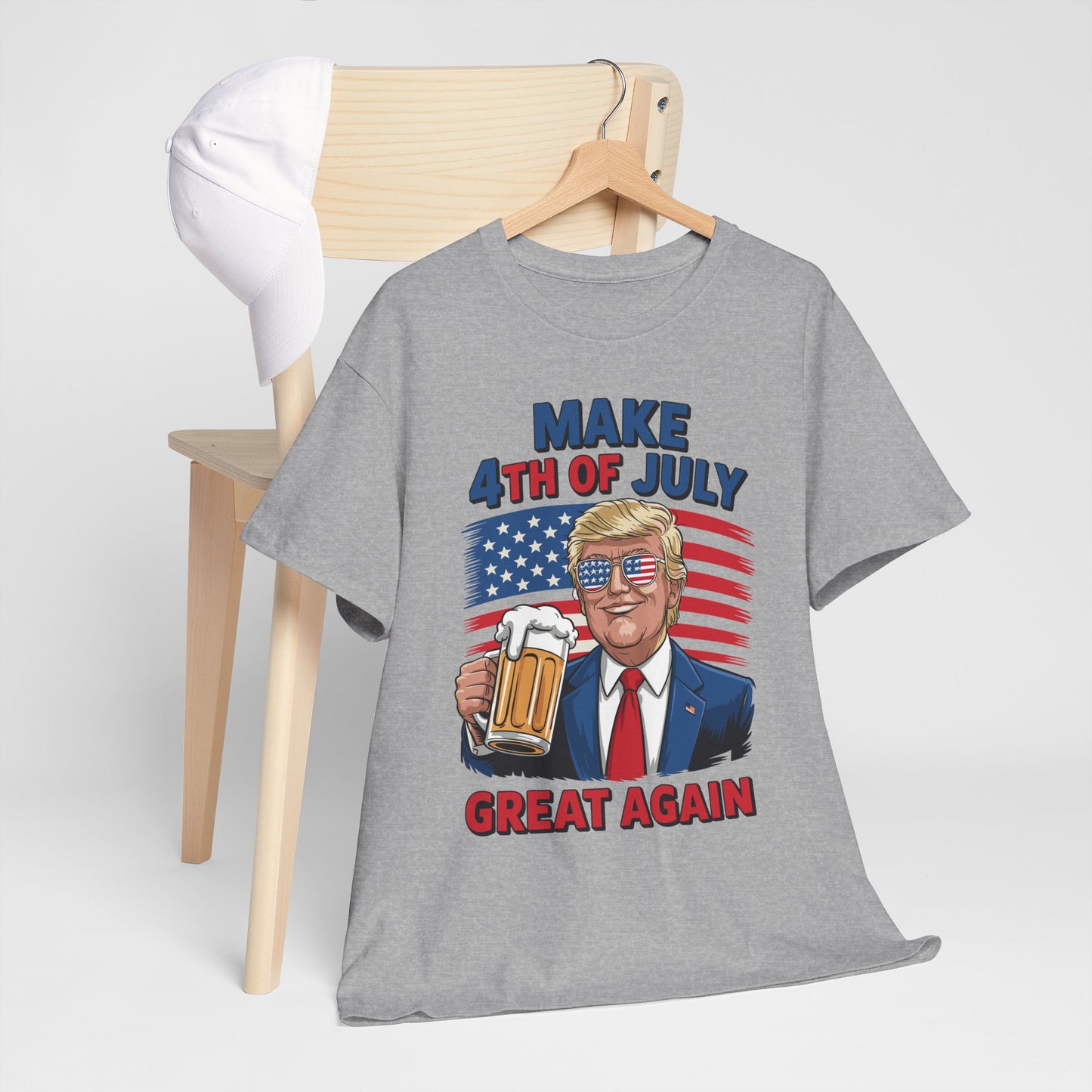 Trump Make 4th of July Great Again Men Drinking Beer Funny T-Shirt