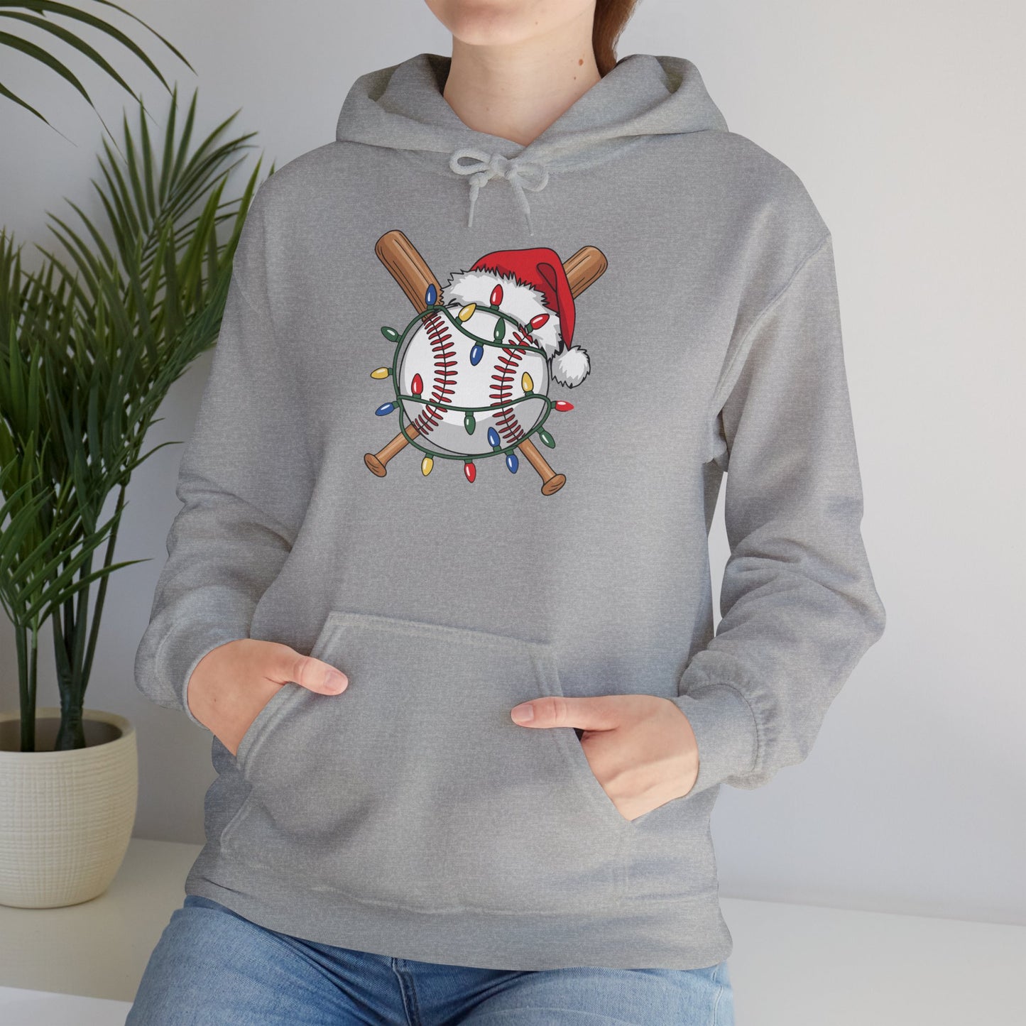 Santa Sports Design For Men Boys Christmas Baseball Player Hoodie