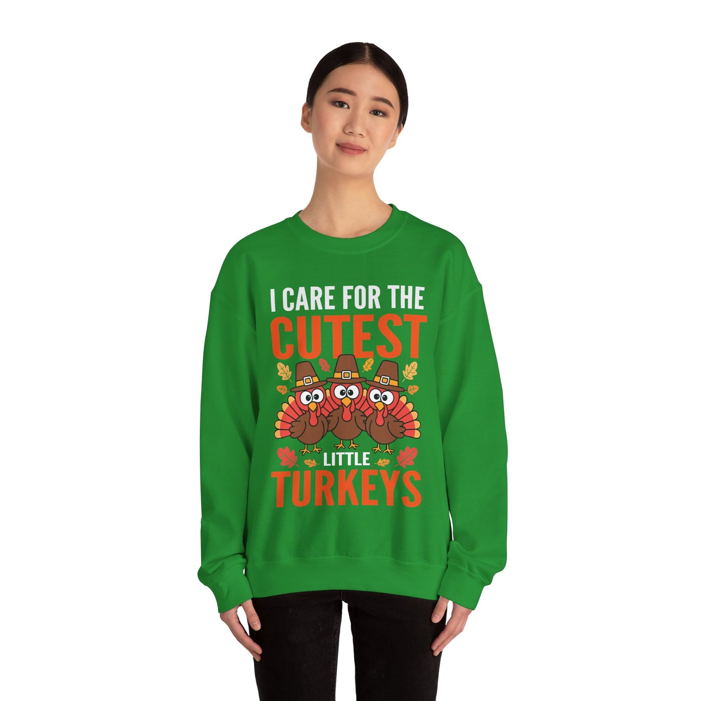 Care For Little Turkeys Nurse Fall Thanksgiving Scrub Top Sweatshirt