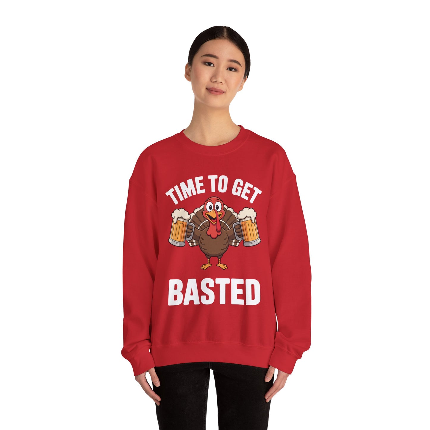 Time To Get Basted Funny Beer Thanksgiving Turkey Gift Sweatshirt