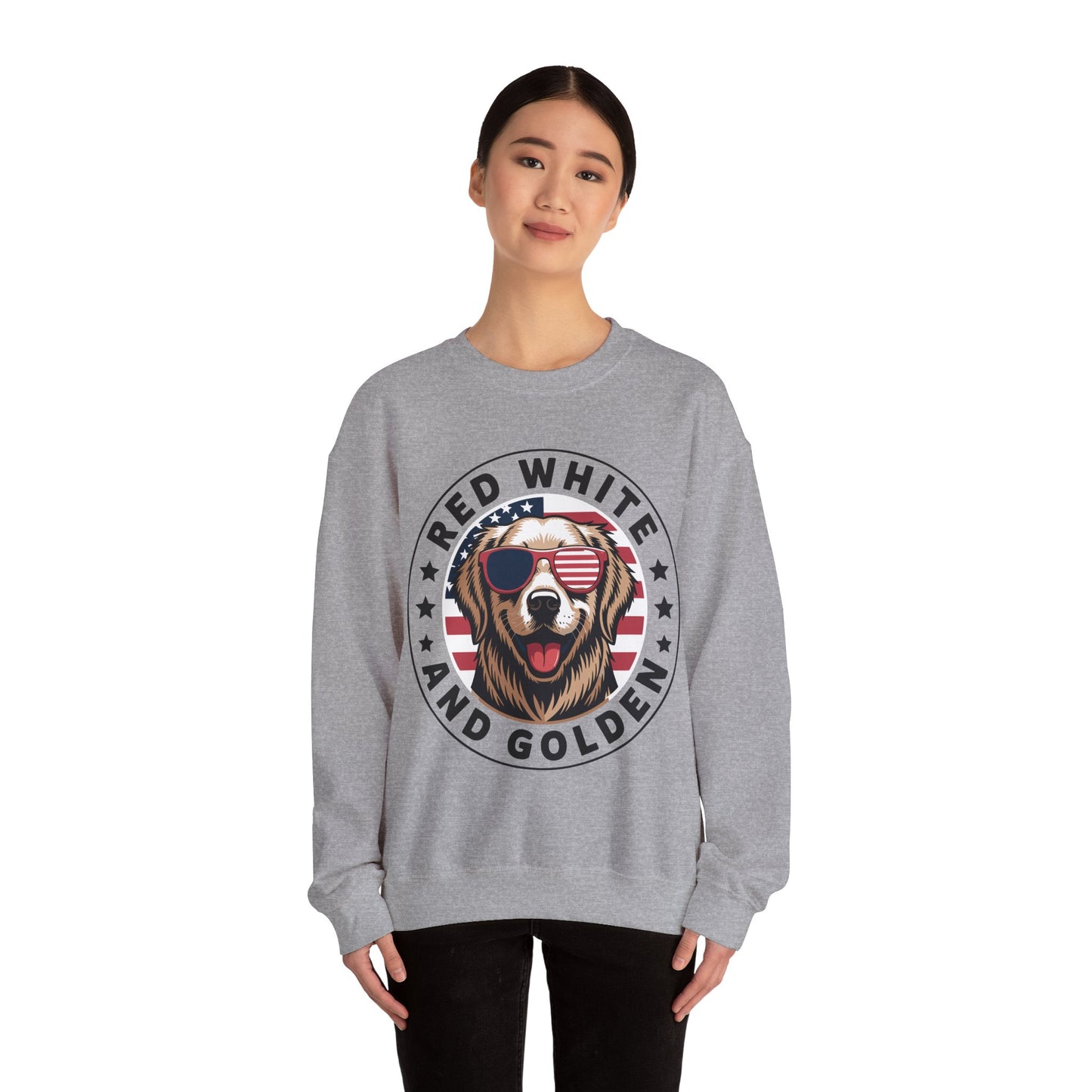 Red White Golden Retriever American Flag 4th of July Gift Sweatshirt