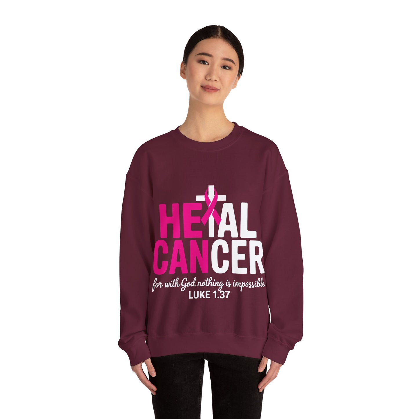 Heal Cancer Believe God Christian Breast Cancer Awareness Sweatshirt
