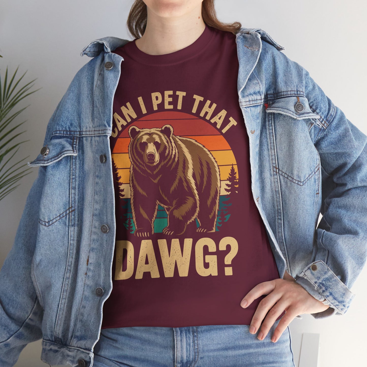 Can I Pet That Dog Funny Dawg Bear Meme Camping Hiking T-Shirt