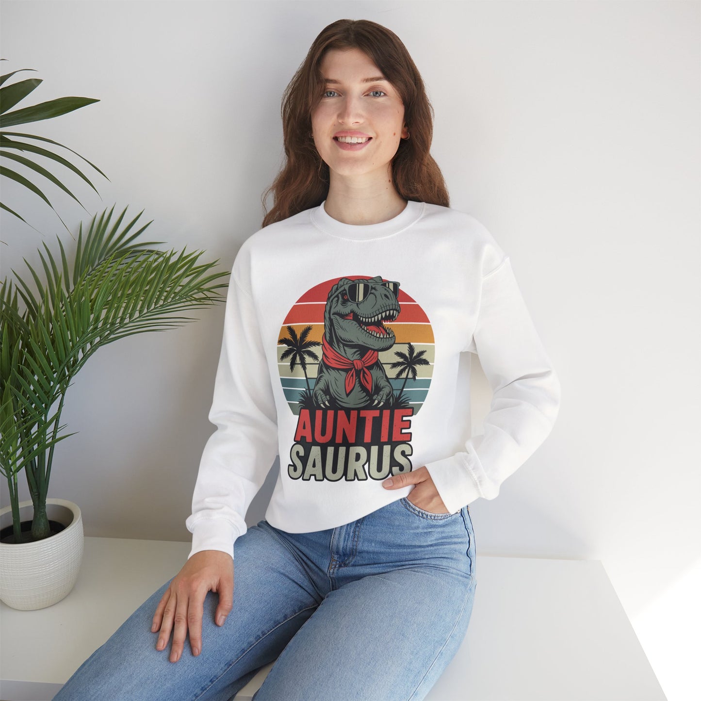 Auntiesaurus T Rex Dinosaur Auntie Saurus Family Matching Sweatshirt