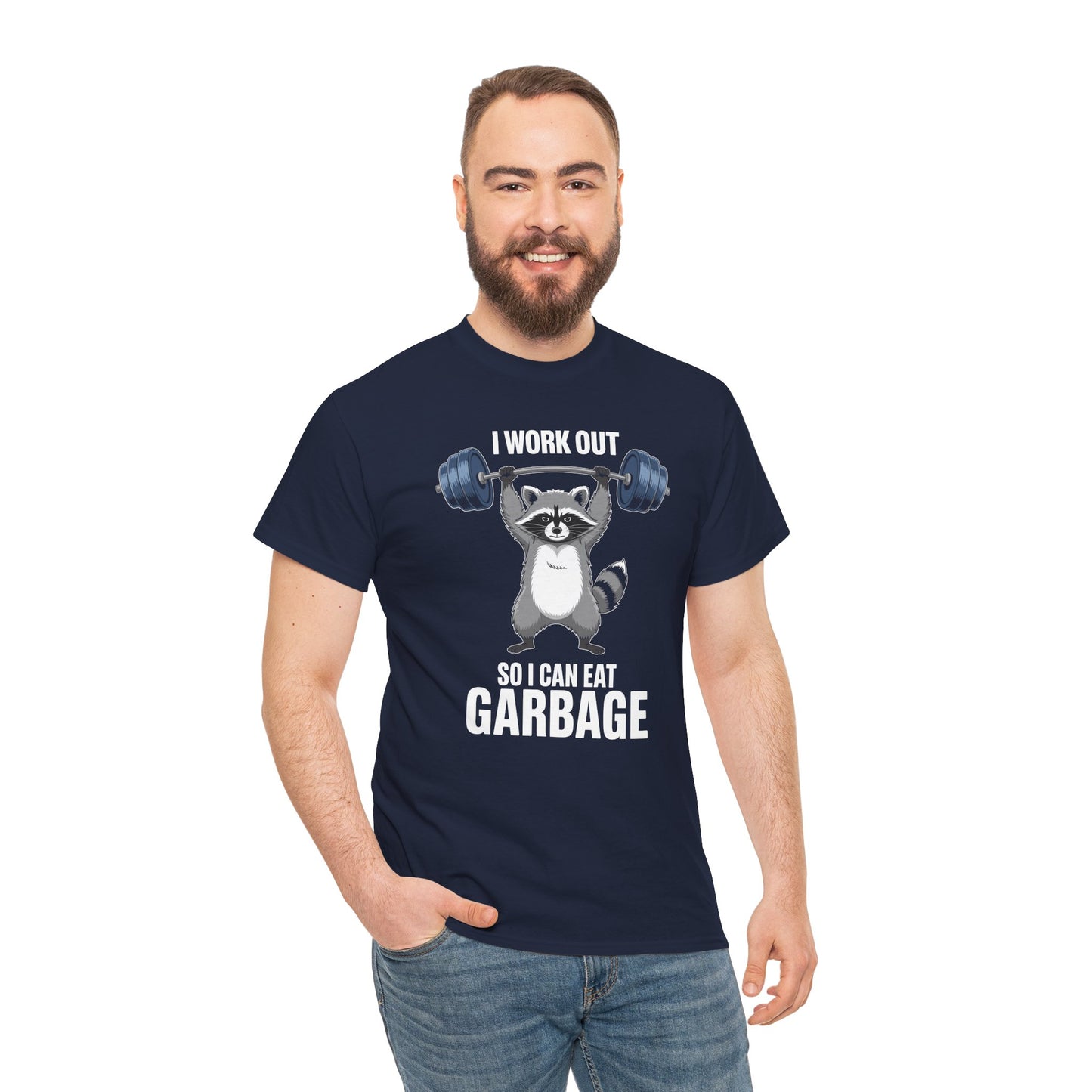 Raccoon Deadlift Bodybuilding Animal Funny Gym Fitness T-Shirt