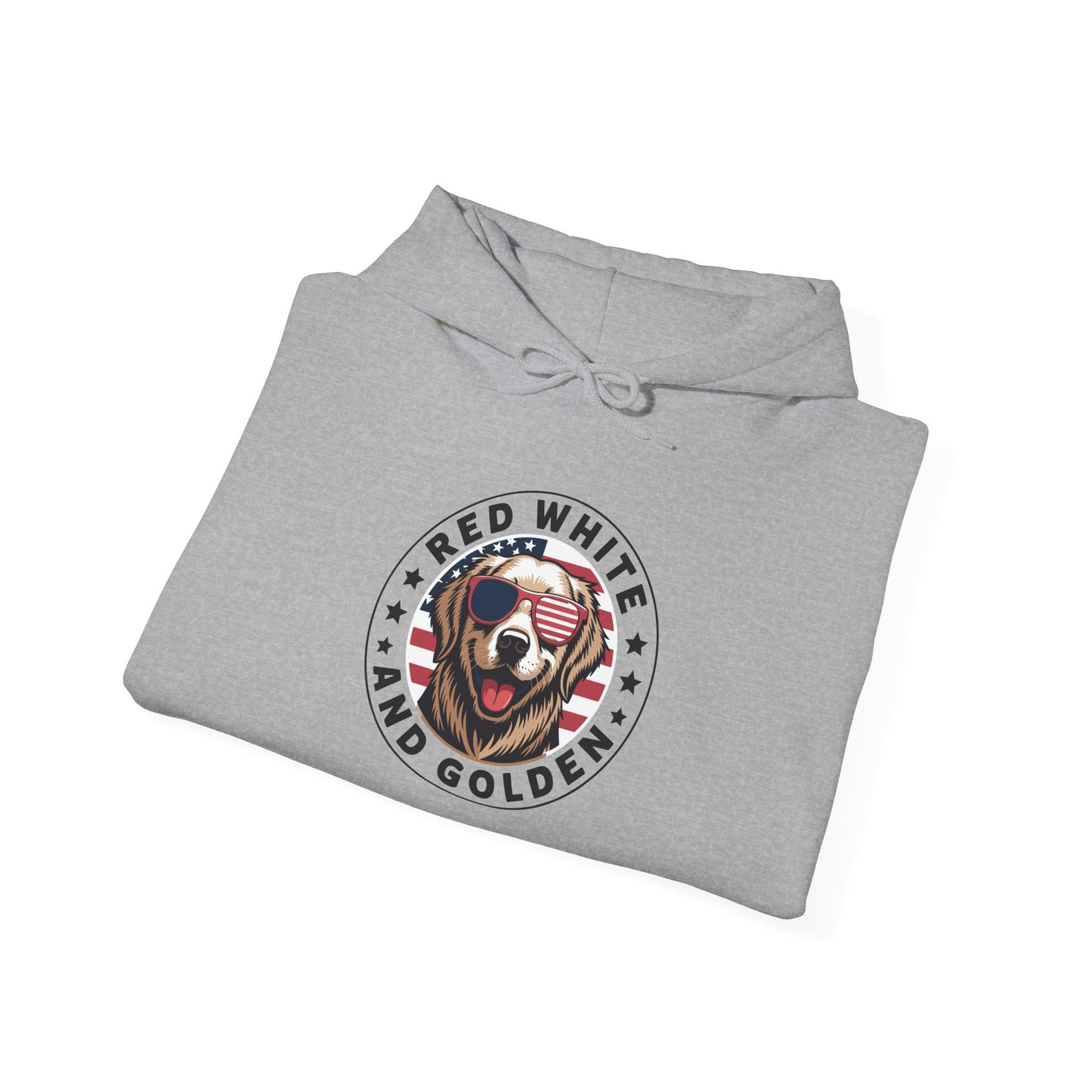 Red White Golden Retriever American Flag 4th of July Gift Hoodie