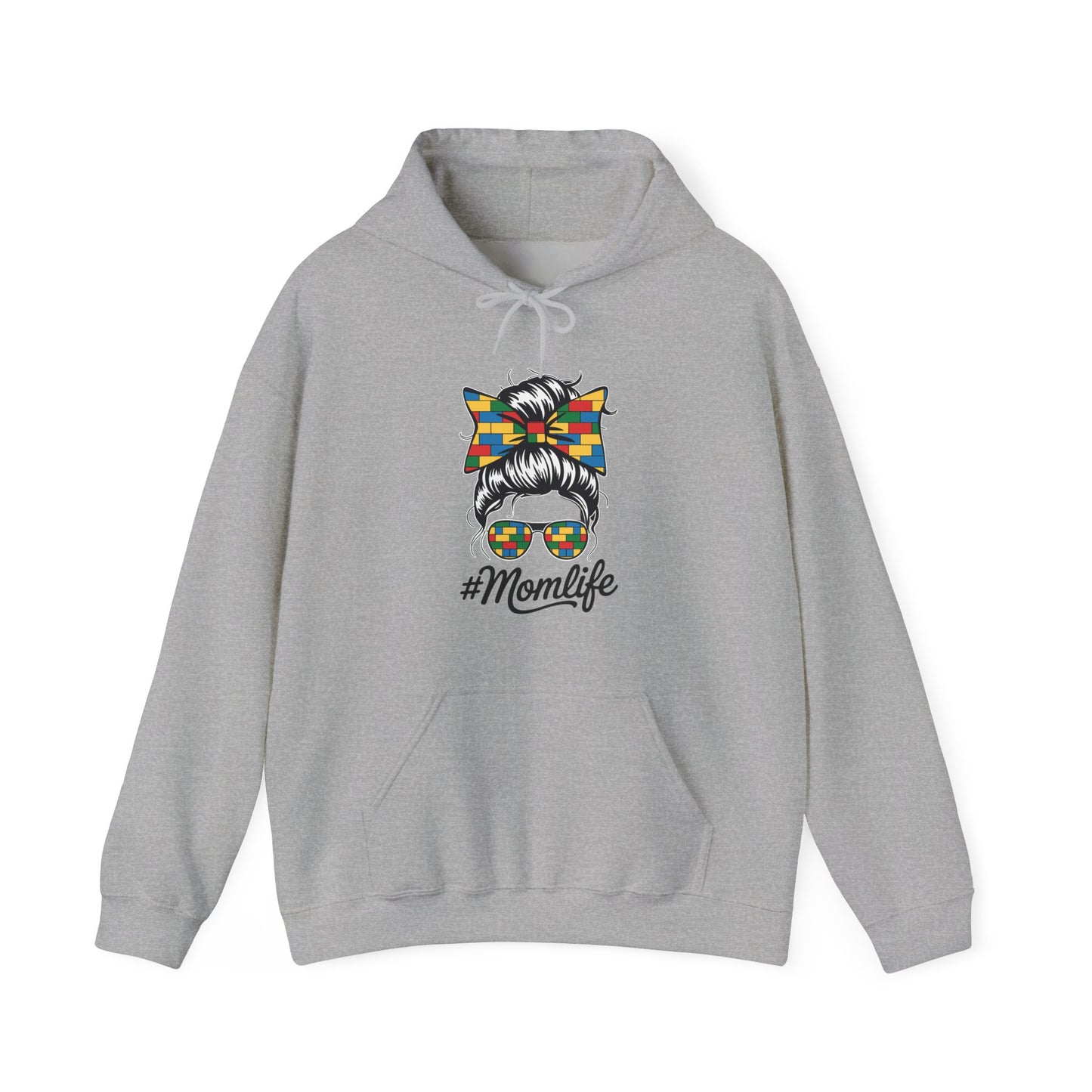 Building Block Messy Bun Mom Life Master Builder Mothers Day Hoodie