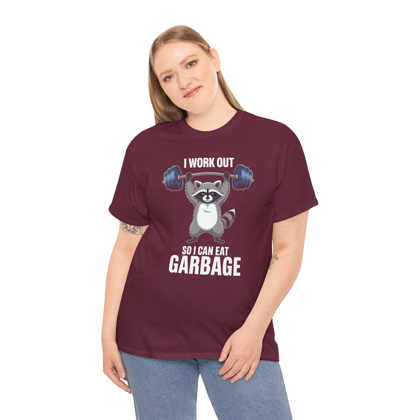 Raccoon Deadlift Bodybuilding Animal Funny Gym Fitness T-Shirt