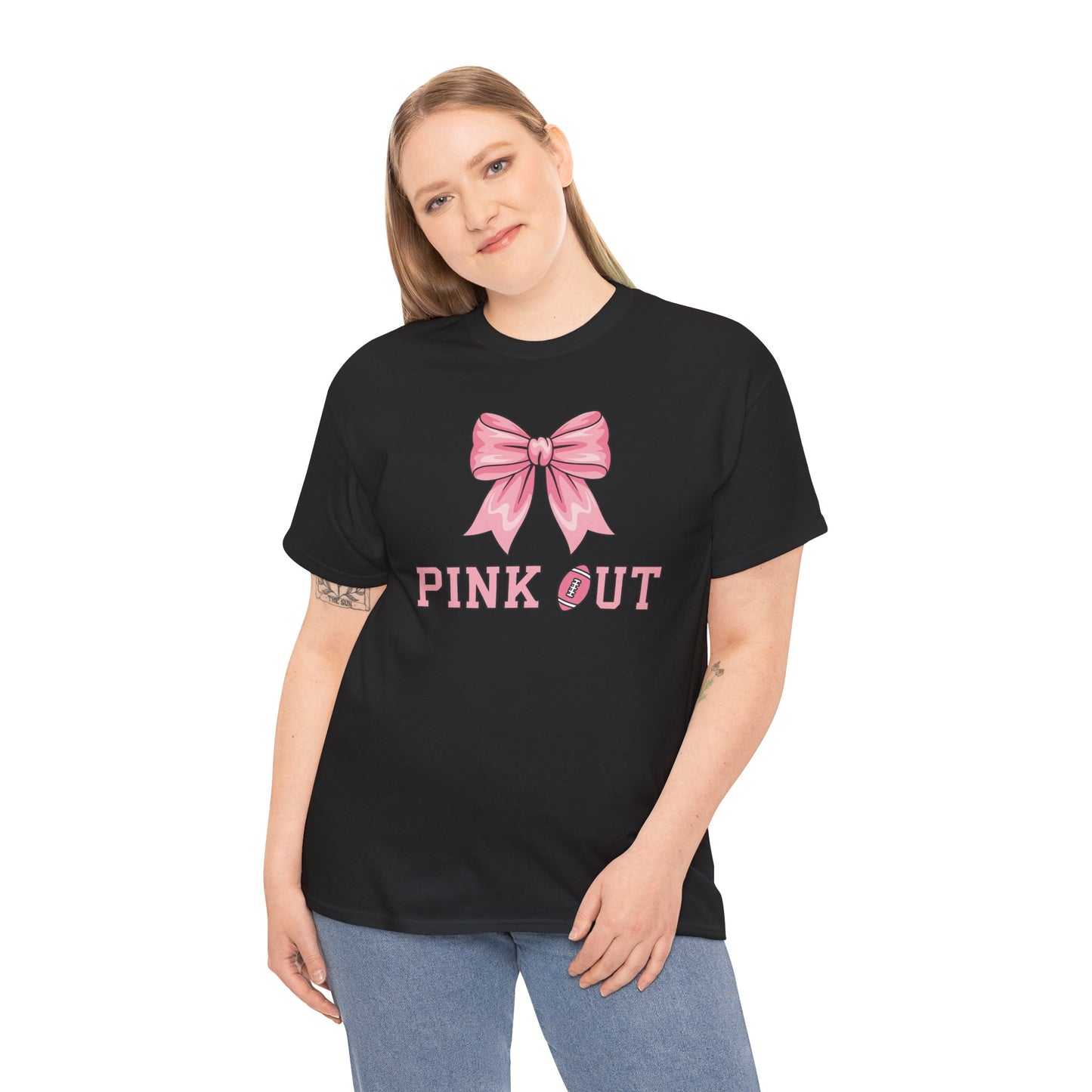 Pink Out Football Bow Preppy Breast Cancer Awareness Women T-Shirt