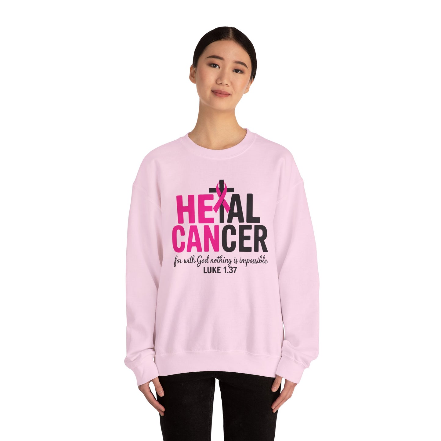 Heal Cancer Believe God Christian Breast Cancer Awareness Sweatshirt