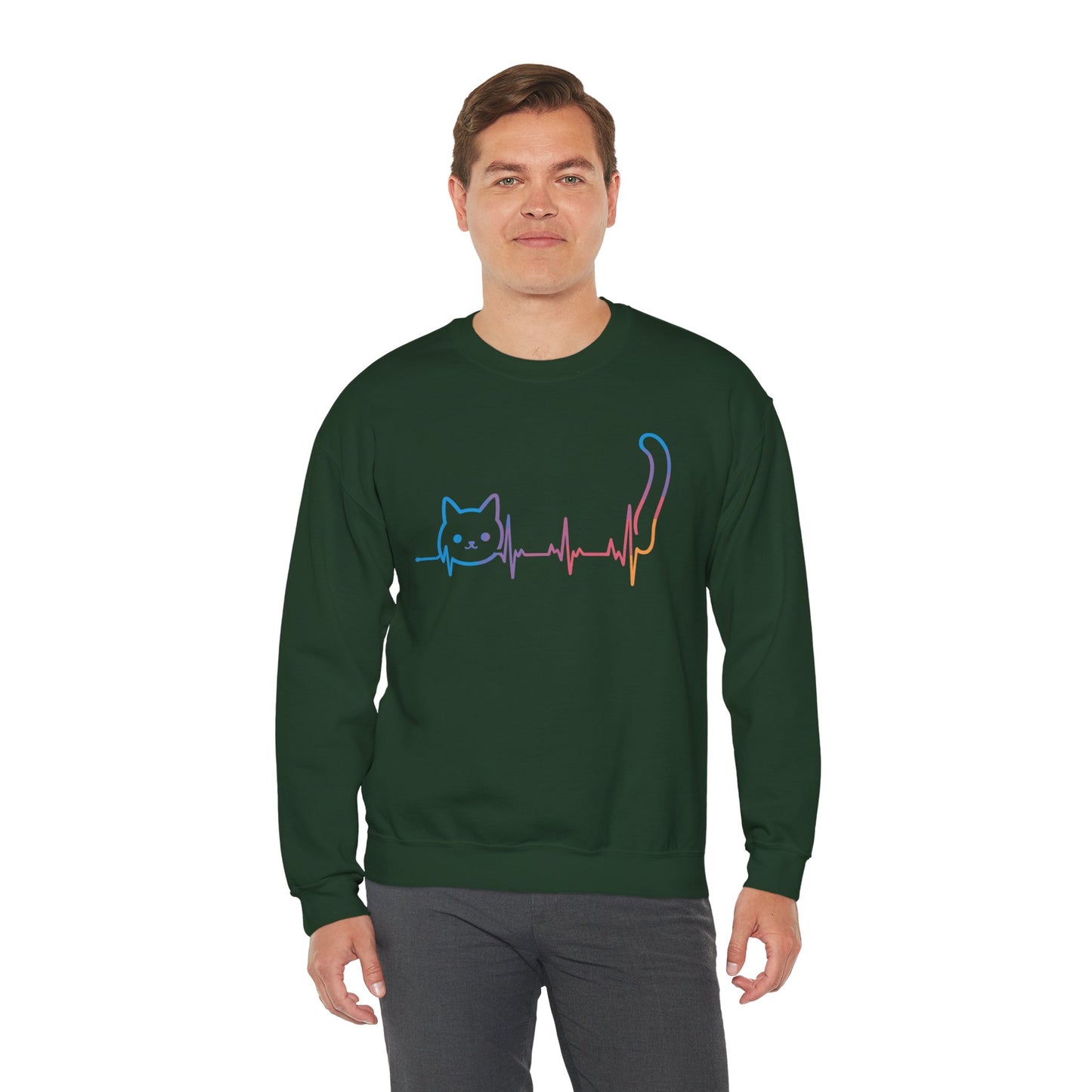 Heartbeat Cat Lover Animal Silhouette Cute Cat Sweatshirt