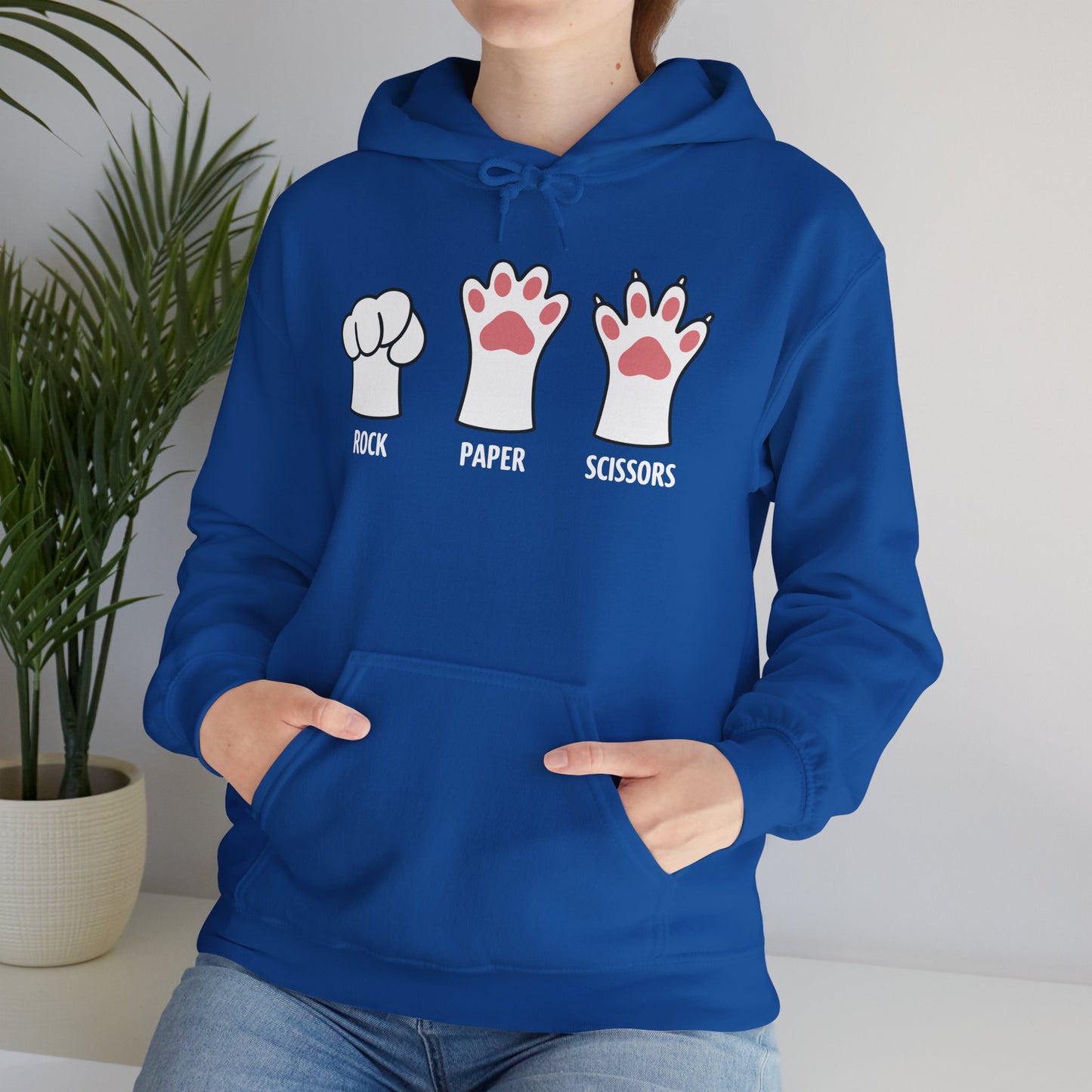 Funny Introvert Cat Animal Rescue Rock Paper Scissors Cute Paw Cat Hoodie
