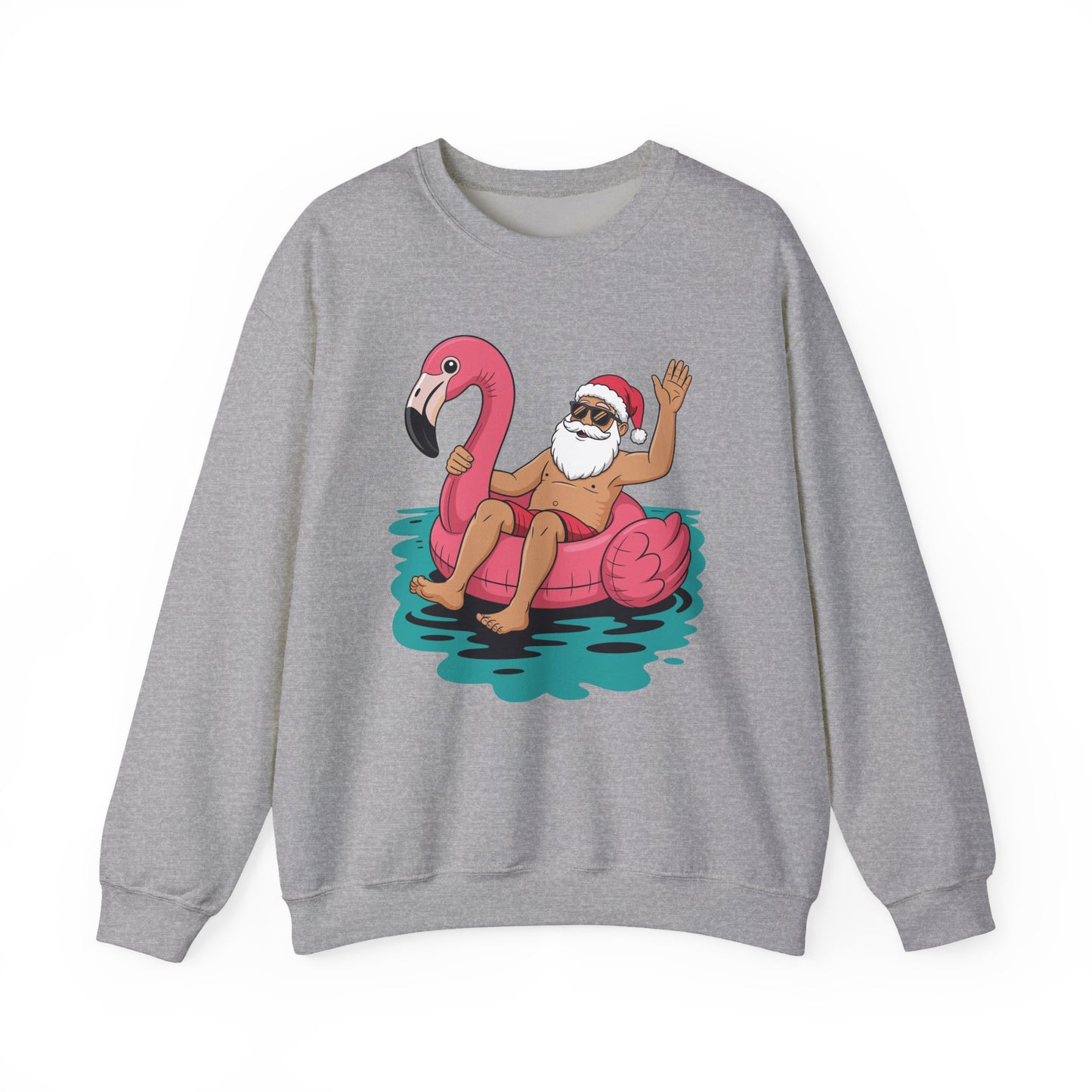 Santa Flamingo Floatie Funny Christmas In July Summer Xmas Sweatshirt