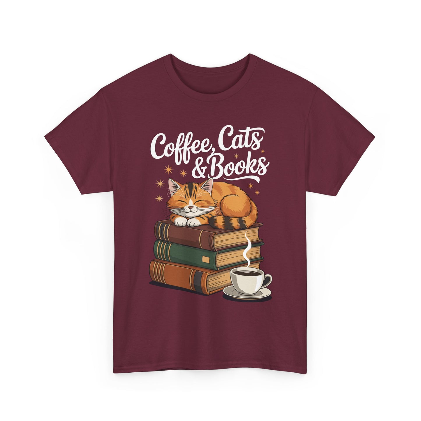 Coffee Cats & Books Lover Tee