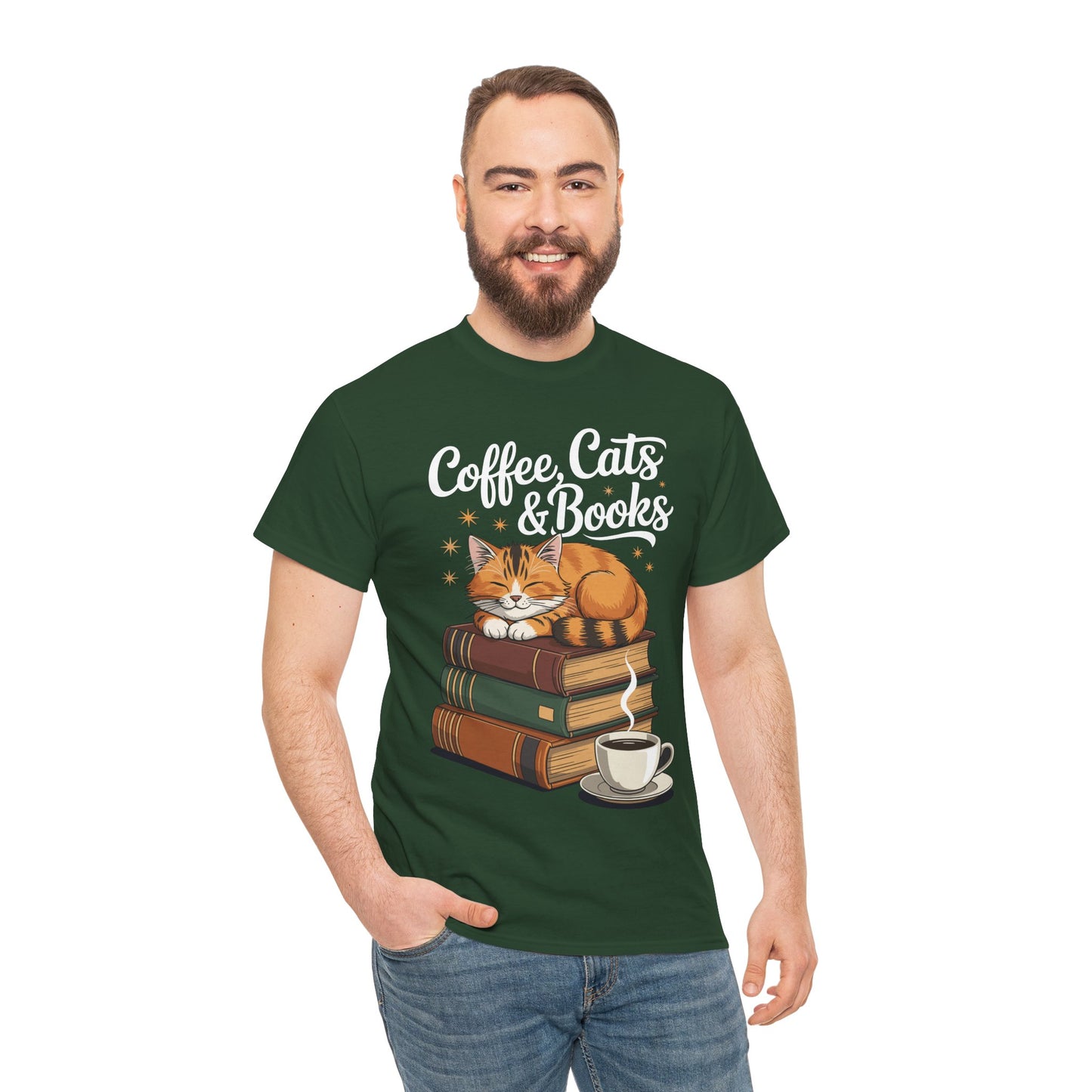 Coffee Cats & Books Lover Tee