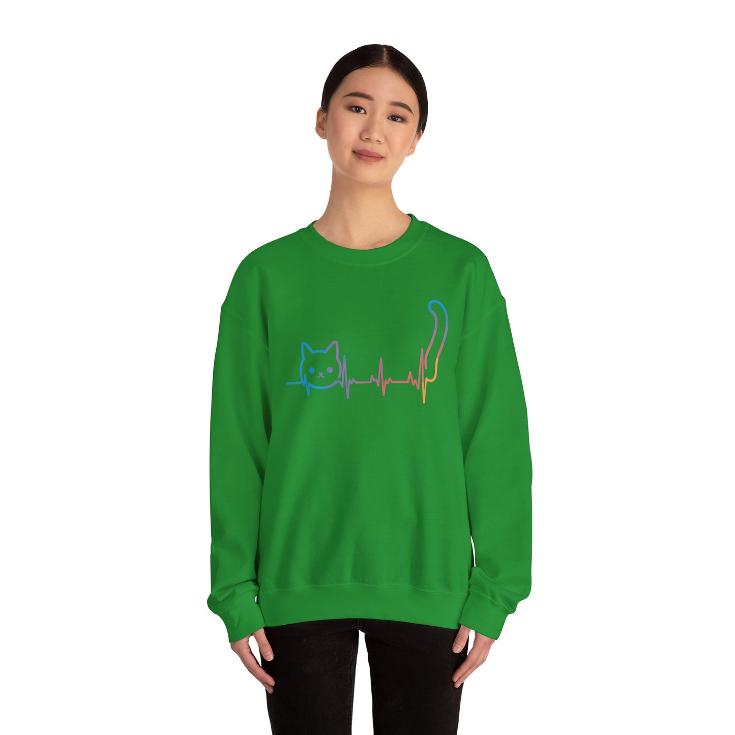 Heartbeat Cat Lover Animal Silhouette Cute Cat Sweatshirt