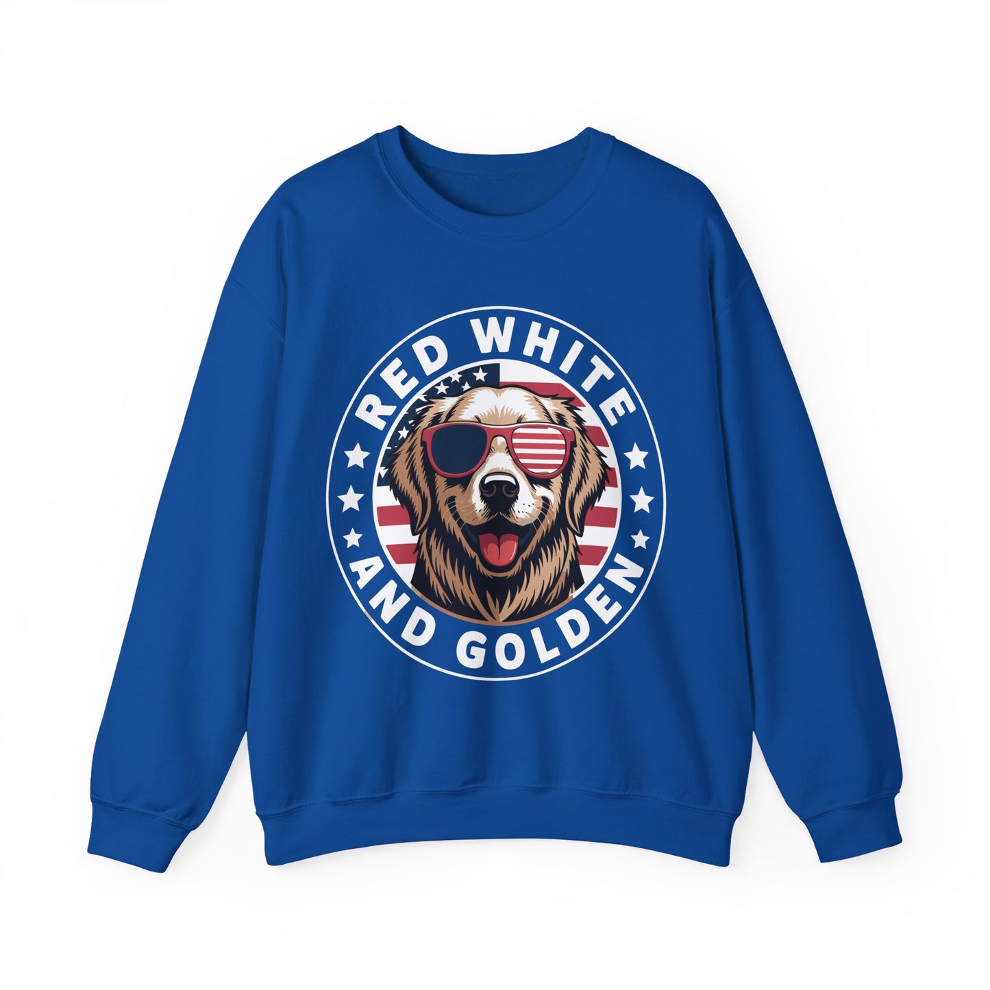 Red White Golden Retriever American Flag 4th of July Gift Sweatshirt