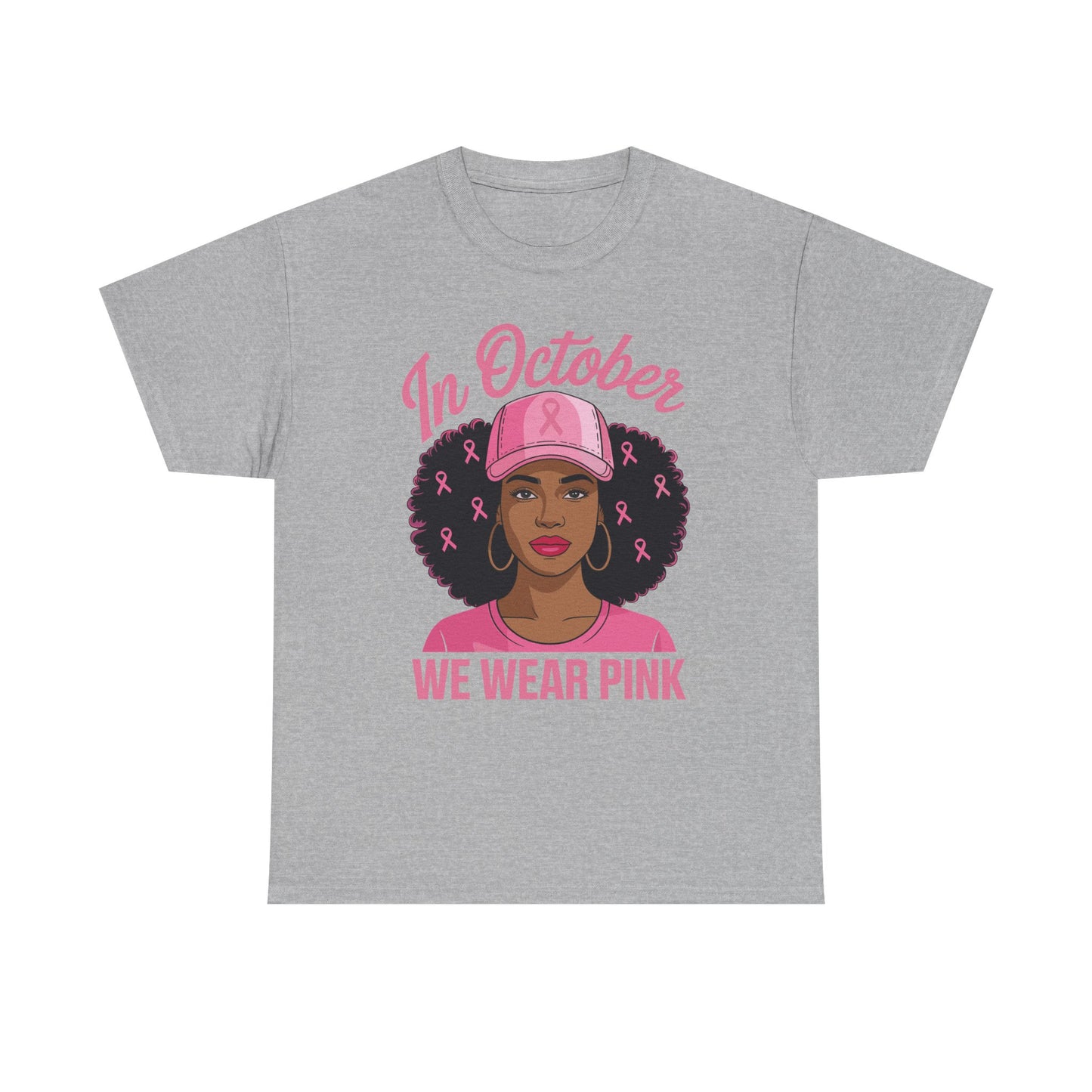 In October We Wear Pink Black Women Breast Cancer Awareness T-Shirt