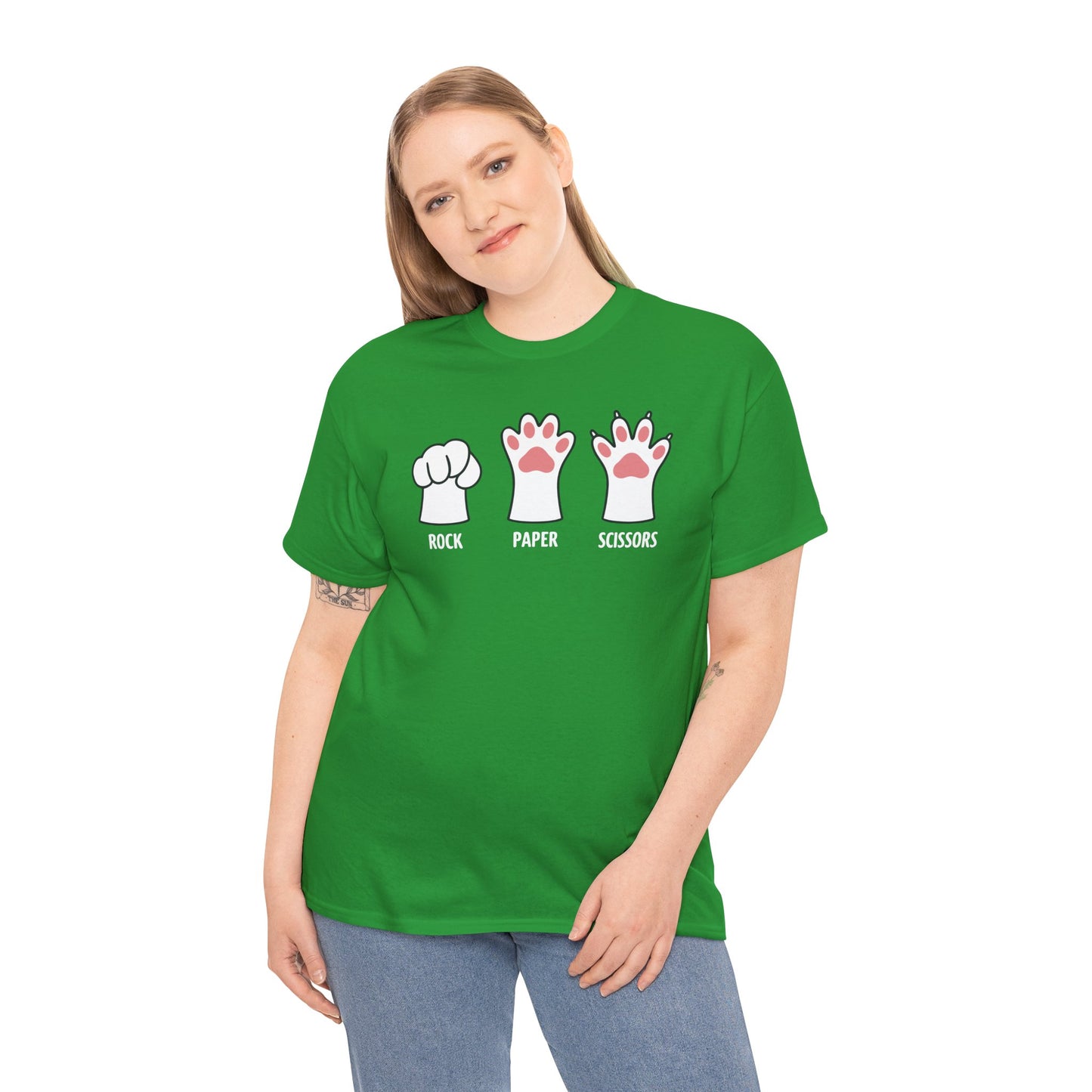 Funny Introvert Cat Animal Rescue Rock Paper Scissors Cute Paw Cat T-Shirt