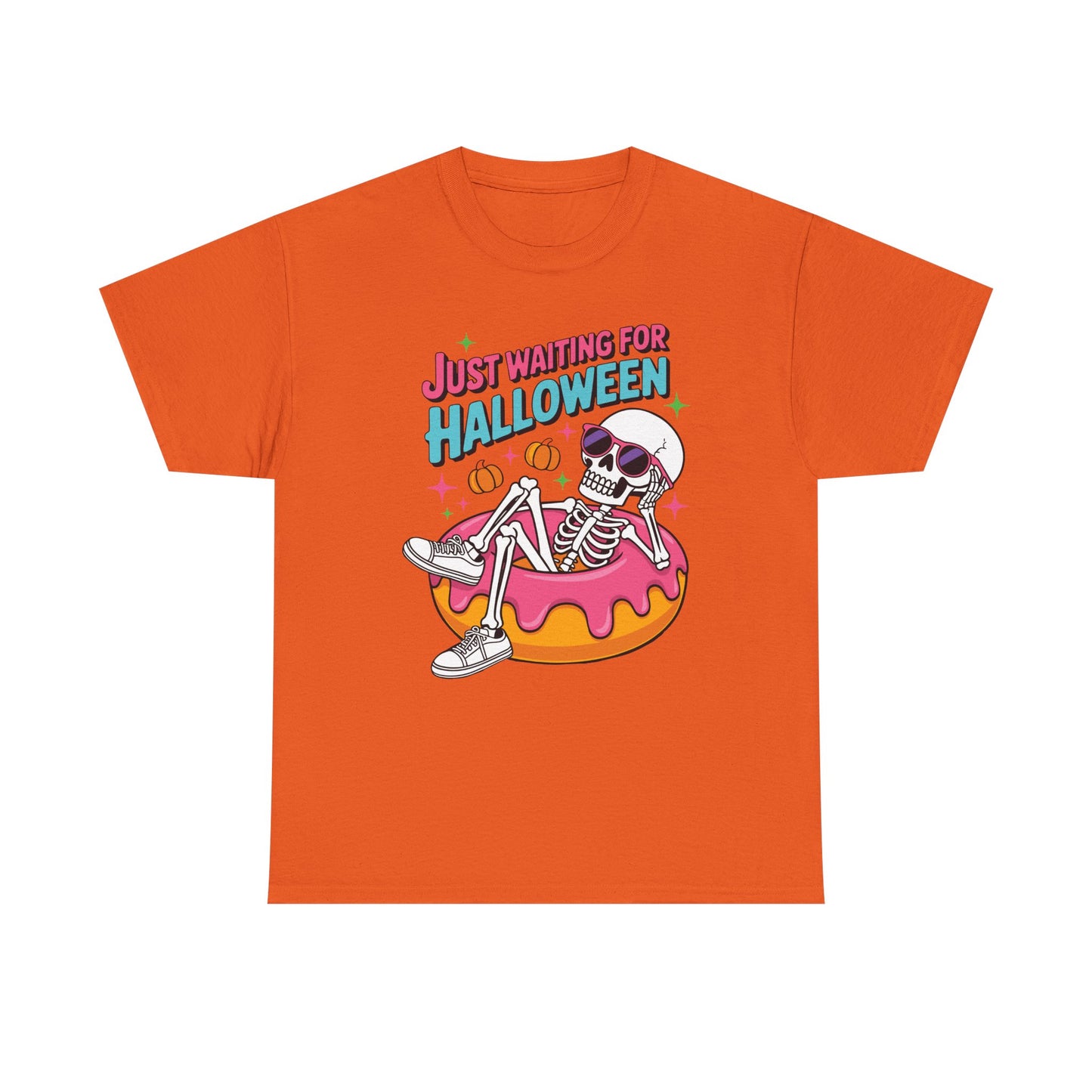 Just Waiting For Halloween Skeleton Donut Summerween Vibes T-Shirt