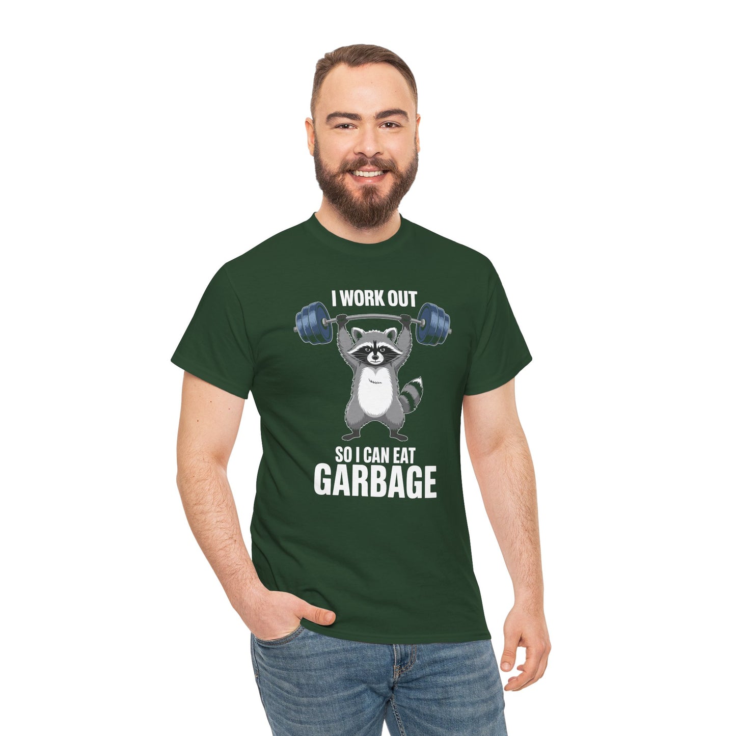Raccoon Deadlift Bodybuilding Animal Funny Gym Fitness T-Shirt