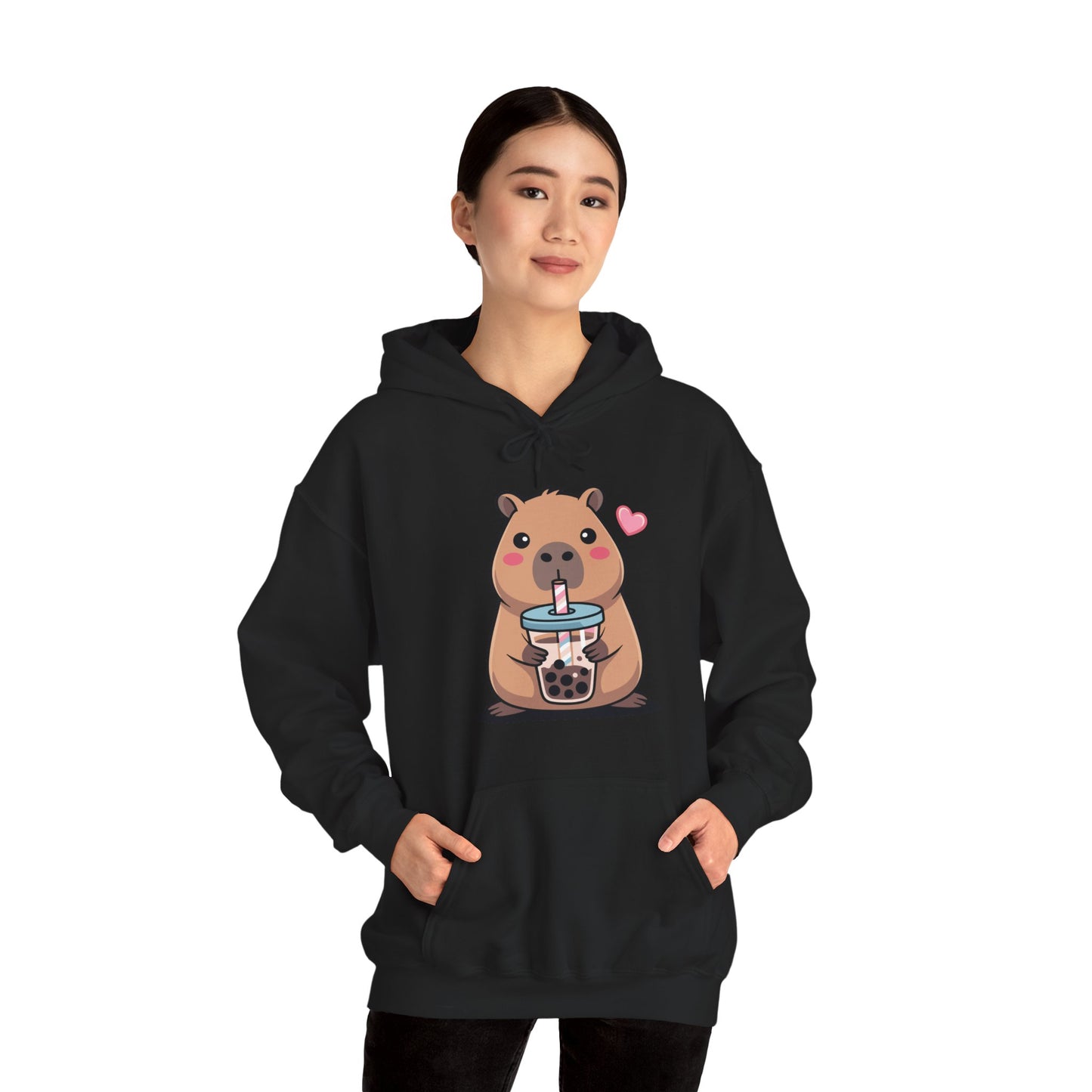 Cute Capybara Kawaii Anime Drinking Bubble Tea Lover Girls Hoodie