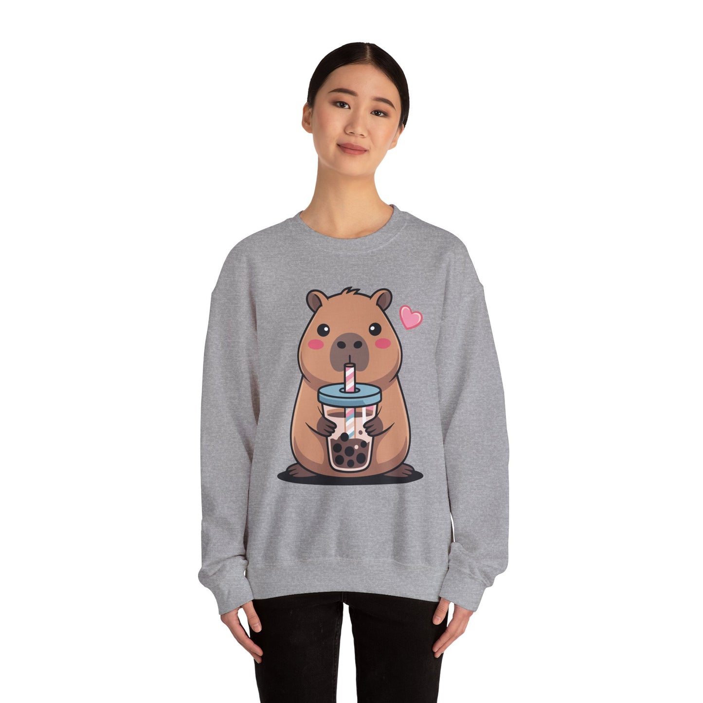 Cute Capybara Kawaii Anime Drinking Bubble Tea Lover Girls Sweatshirt